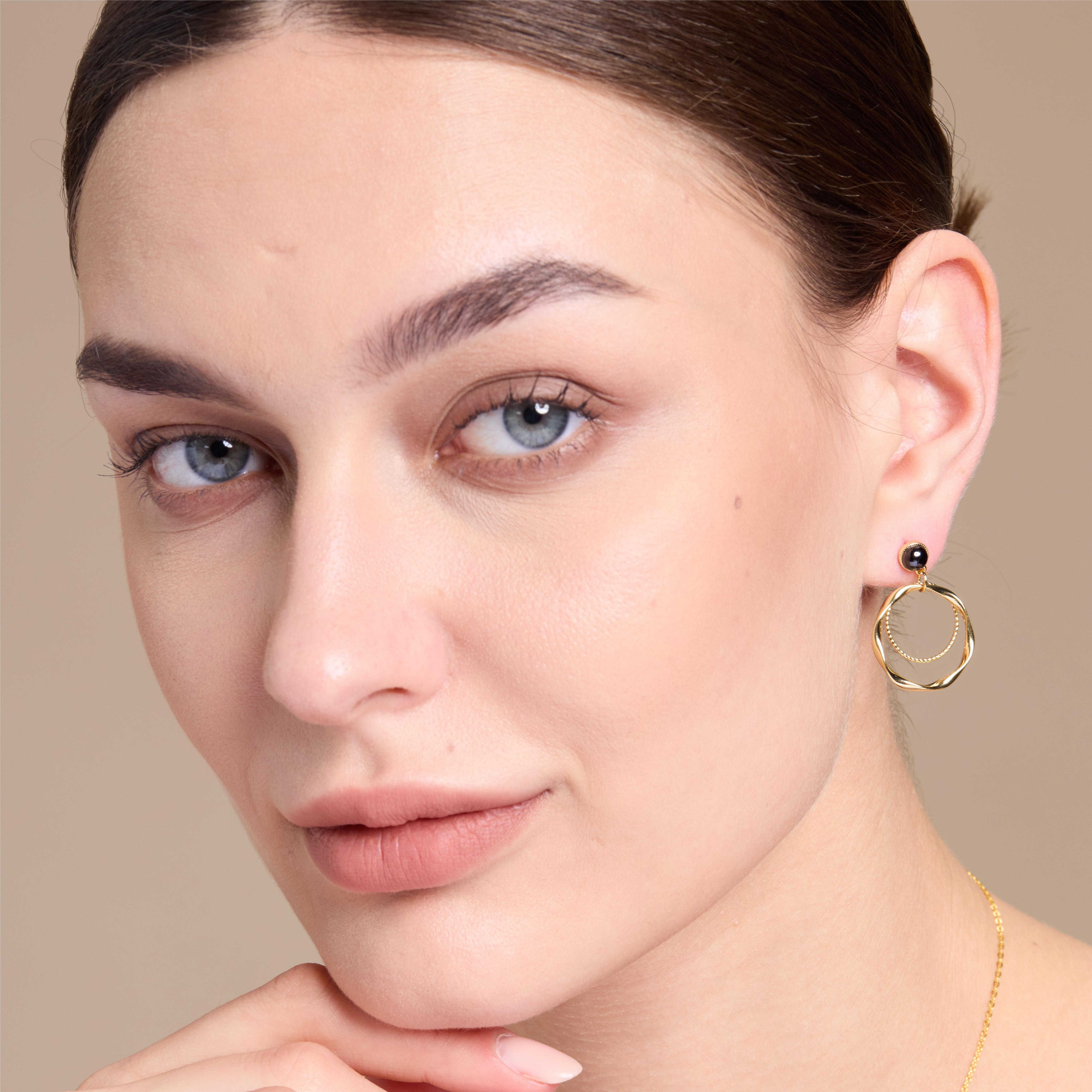 Classic Hoop Drop Earrings for Women - 14K Gold Plated Dangle Earrings | Elegant & Timeless Jewelry for Parties, Weddings & Everyday Wear