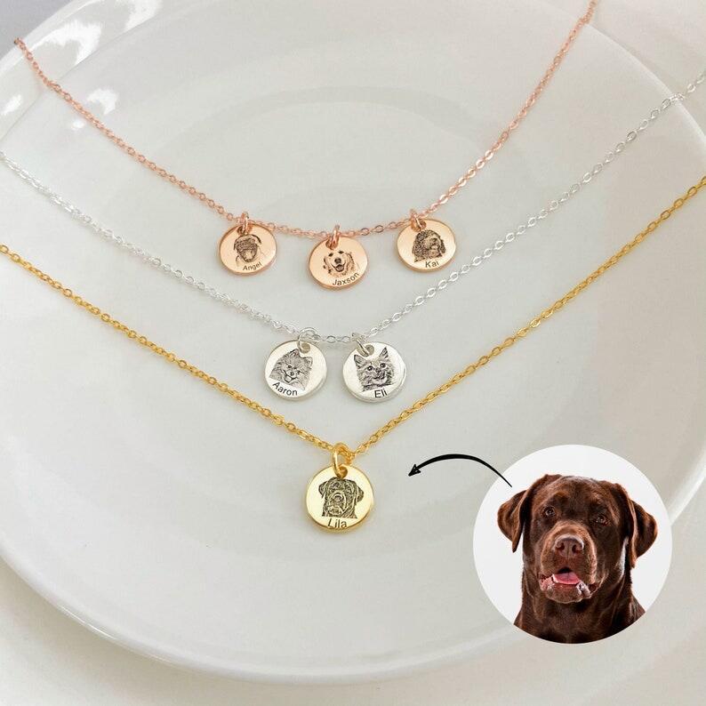 Personalized Pet Photo Disc Pendant Necklace - Custom Engraved Memorial Jewelry for Dogs & Cats - Perfect Gift for Pet Lovers, Anniversary & Special Occasions | XL5117