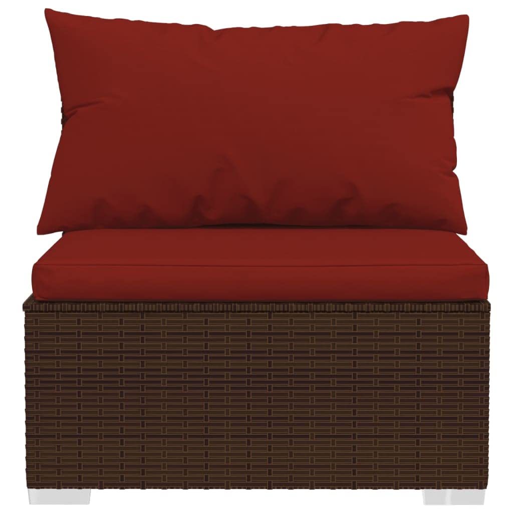 vidaXL 5-Piece Patio Lounge Set - Durable Poly Rattan Outdoor Furniture with Weather-Resistant Cushions & Modular Design, Brown - Perfect for Backyard, Garden, Poolside or Terrace Relaxation