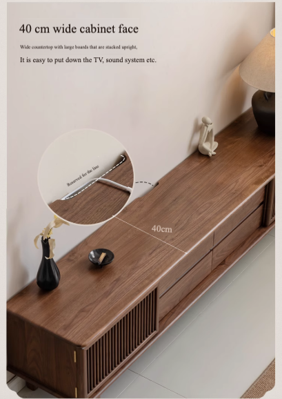 Solid Black Walnut Wood TV Stand - Modern Entertainment Center for Living Room, Bedroom & Home Theater