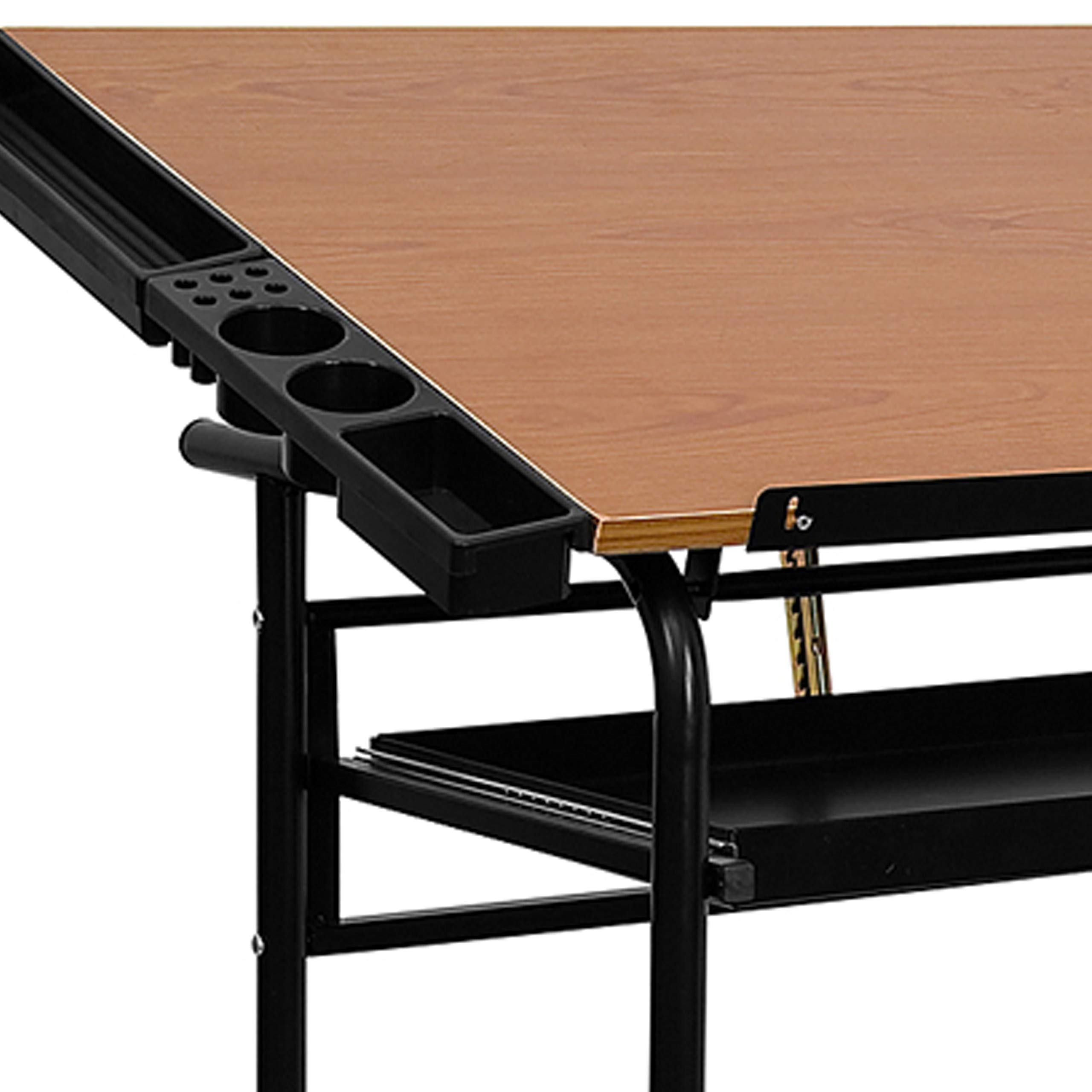 Adjustable Drafting Table with Dual Wheel Casters - EMMA & OLIVER Ergonomic Drawing Desk for Artists & Architects | Perfect for Home Studio, Office & Classroom Workspaces