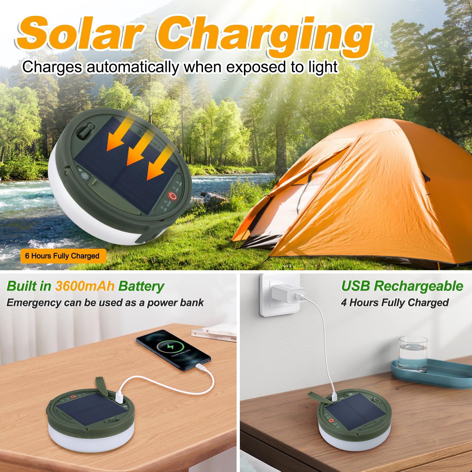 SMY Lighting 4-in-1 Solar Camping String Lights - 42.6Ft Ultra Long Outdoor String Lights with 160 Bright LEDs, Solar Powered & USB Rechargeable, Remote Control Included - Perfect for Camping, Hiking, Backyard, Patio, Garden, and Party Decorations