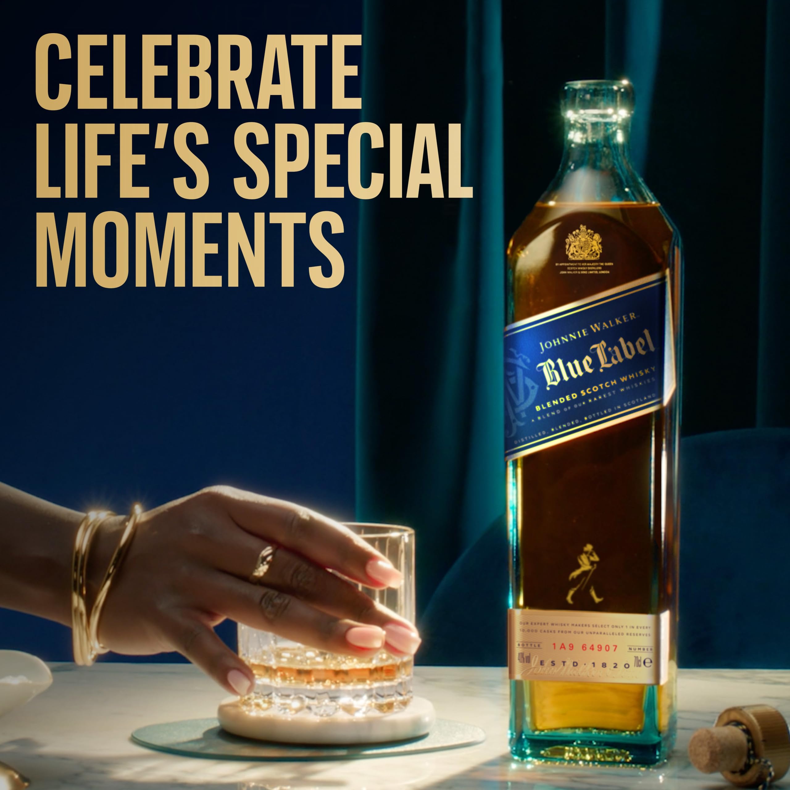 Blue Label Blended Scotch Whisky Empty Bottle & Box - Premium Collectible for Home Bar Display, Whisky Memorabilia, and Gift Packaging