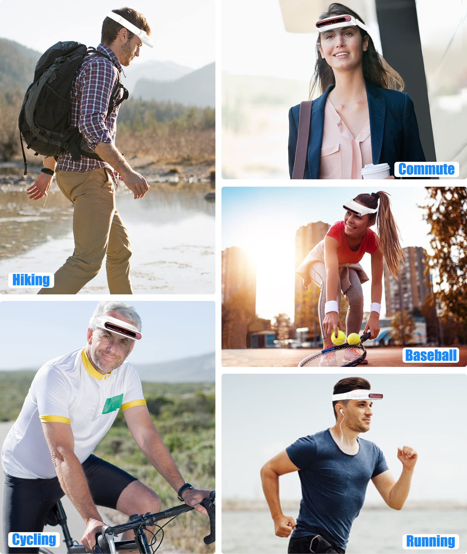 TRELC Hands-Free Bladeless Headband Fan - Rechargeable USB Cooling Sun Hat for Women & Men - Portable Personal Fan for Cycling, Fishing, Hiking, Camping & Outdoor Sports - White (Ideal for Summer Activities, Travel & Hot Weather Use)