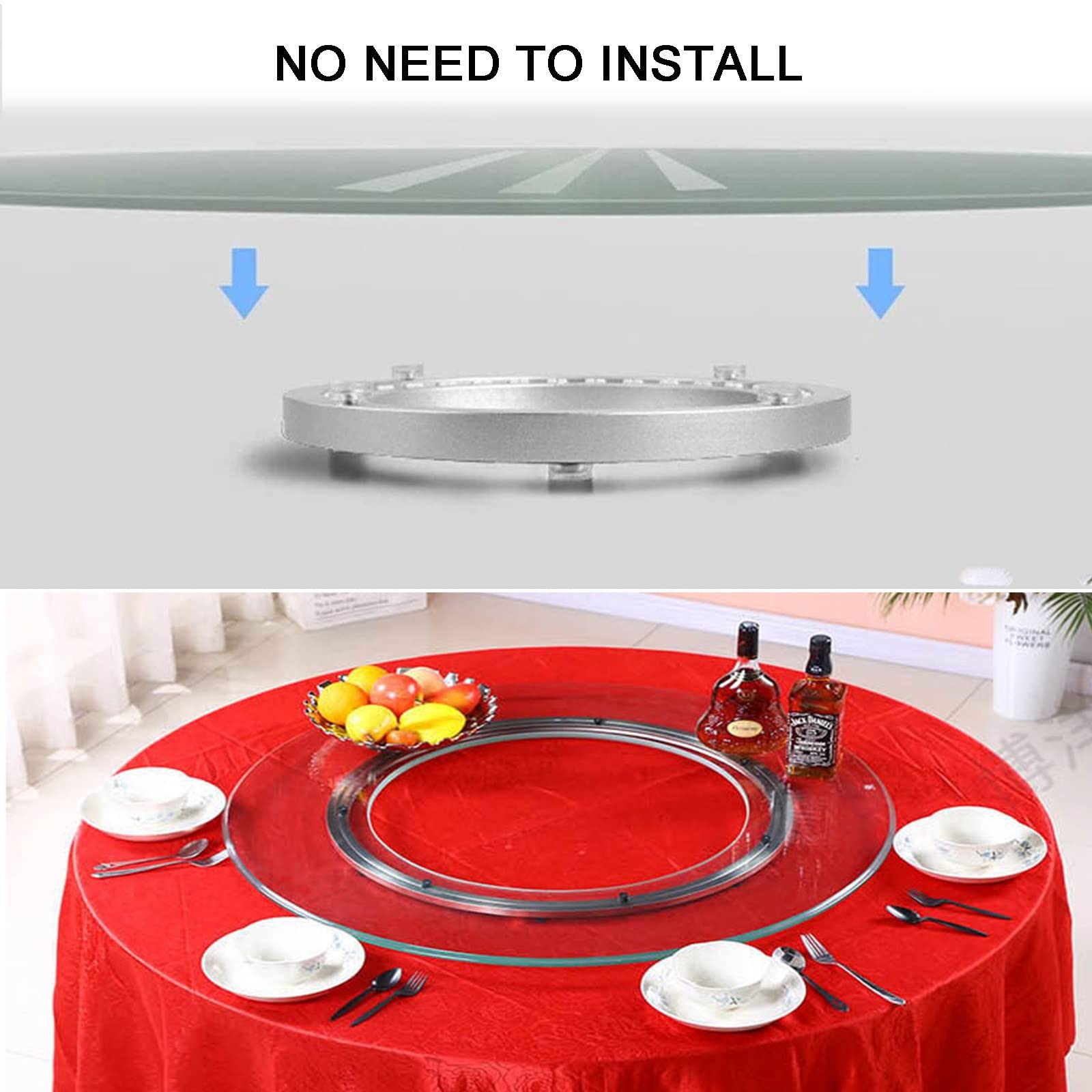 32-Inch Aluminum Rotating Lazy Susan Turntable - Silent Ball Bearing Swivel Base for Dining Table, TV Stand, Computer Monitor & Kitchen Organization - Silver Round Plate (800mm) | Perfect for Serving Dishes, Displaying Decor, or Organizing Spices