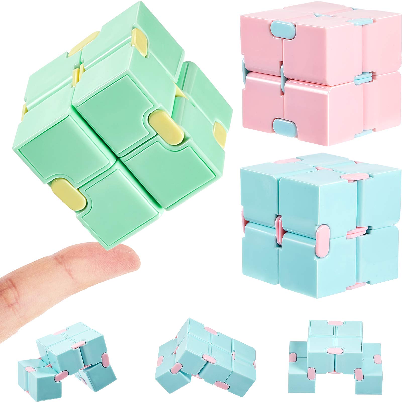3 Pack Stress Relief Cube Toys - Mini ABS Sensory Fidget Puzzle for Adults & Kids, Autism Anxiety Relief, Hand Therapy & Focus Aid - Office, Travel, Classroom Use - 3 Colors