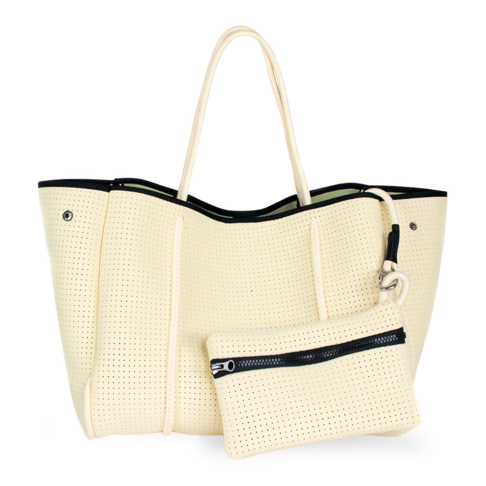 Stylish Large Neoprene Tote Bag for Women - Waterproof Designer Handbag with Multiple Pockets & Zipper Pouch - Perfect for Work, Travel, Gym & Beach Day Essentials