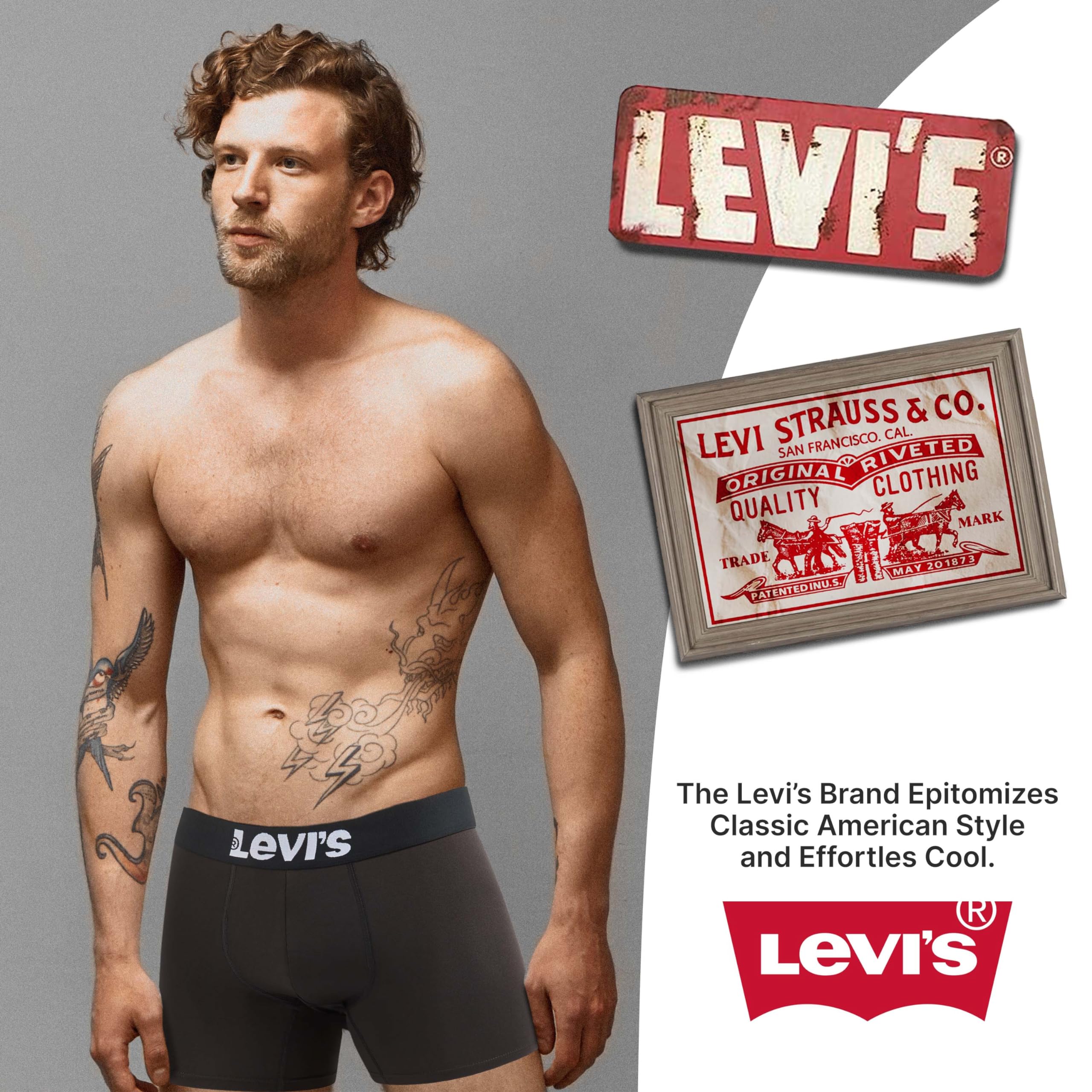 Levi's Men's Underwear 6-Pack Boxer Briefs - Soft Stretch Microfiber Comfort for Everyday Wear & Active Lifestyle