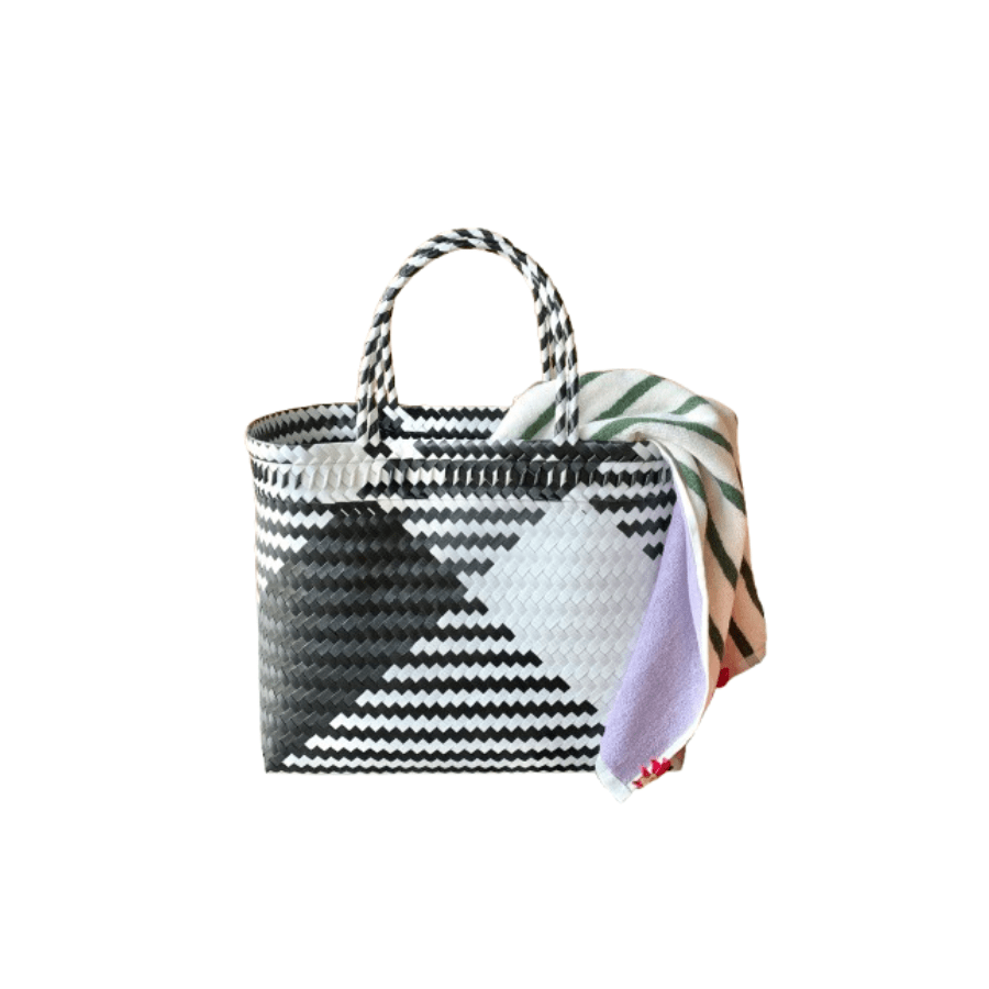 Eco-Friendly Woven Shopper Bag - Stylish Liquorice Color Reusable Grocery Tote for Shopping, Beach & Daily Use