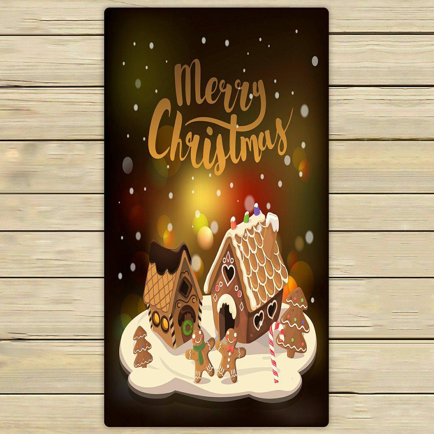 Christmas Gingerbread Houses & Candy Little Men Beach Towel - 30x56 Inch Soft Bath Towel for Home, Outdoor, Travel - Perfect for Holidays, Beach Trips & Festive Decor
