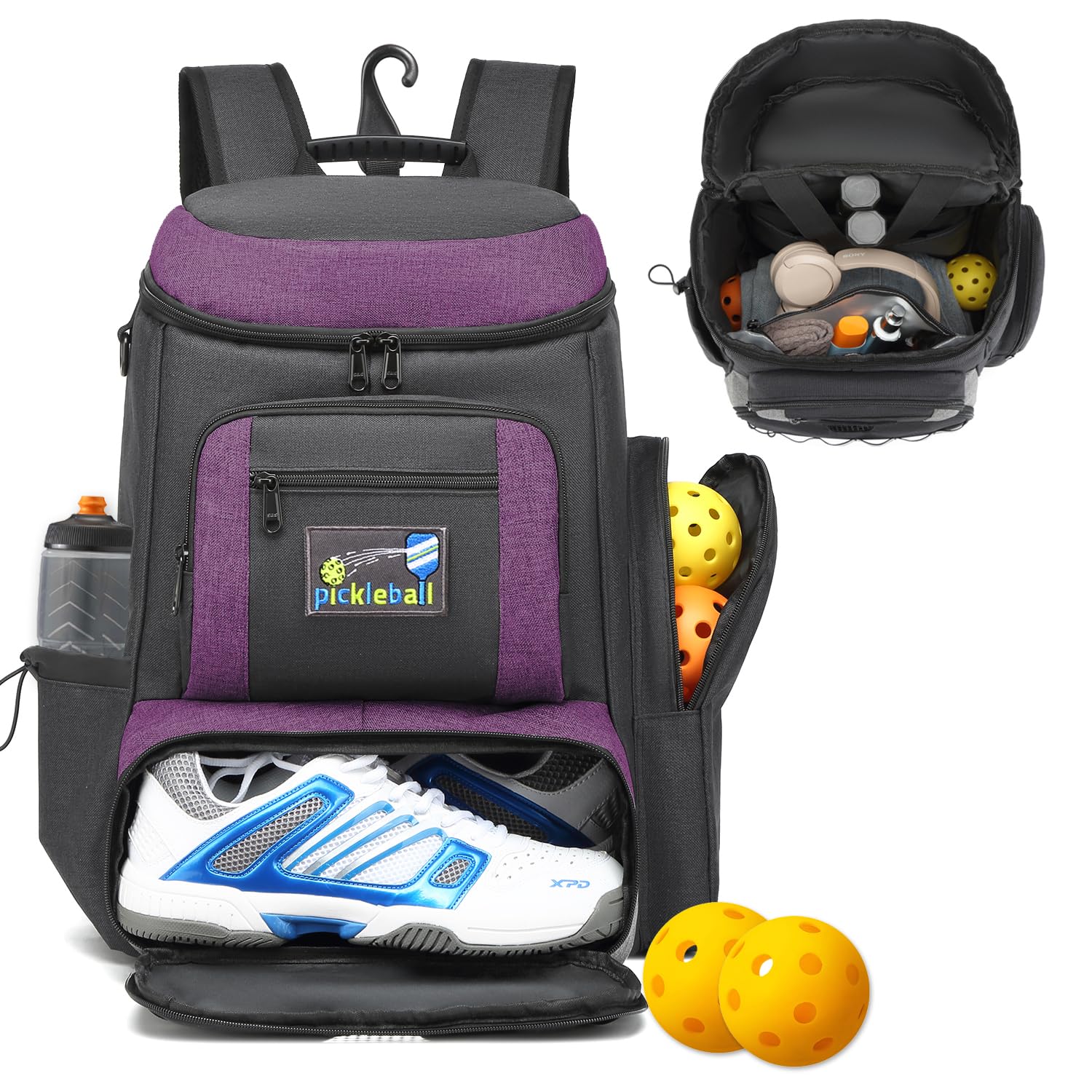Premium Pickleball Backpack for Men & Women - Large Sports Bag Holds 6+ Paddles, Ventilated Shoe Compartment - Ideal for Tournaments, Gym & Outdoor Play