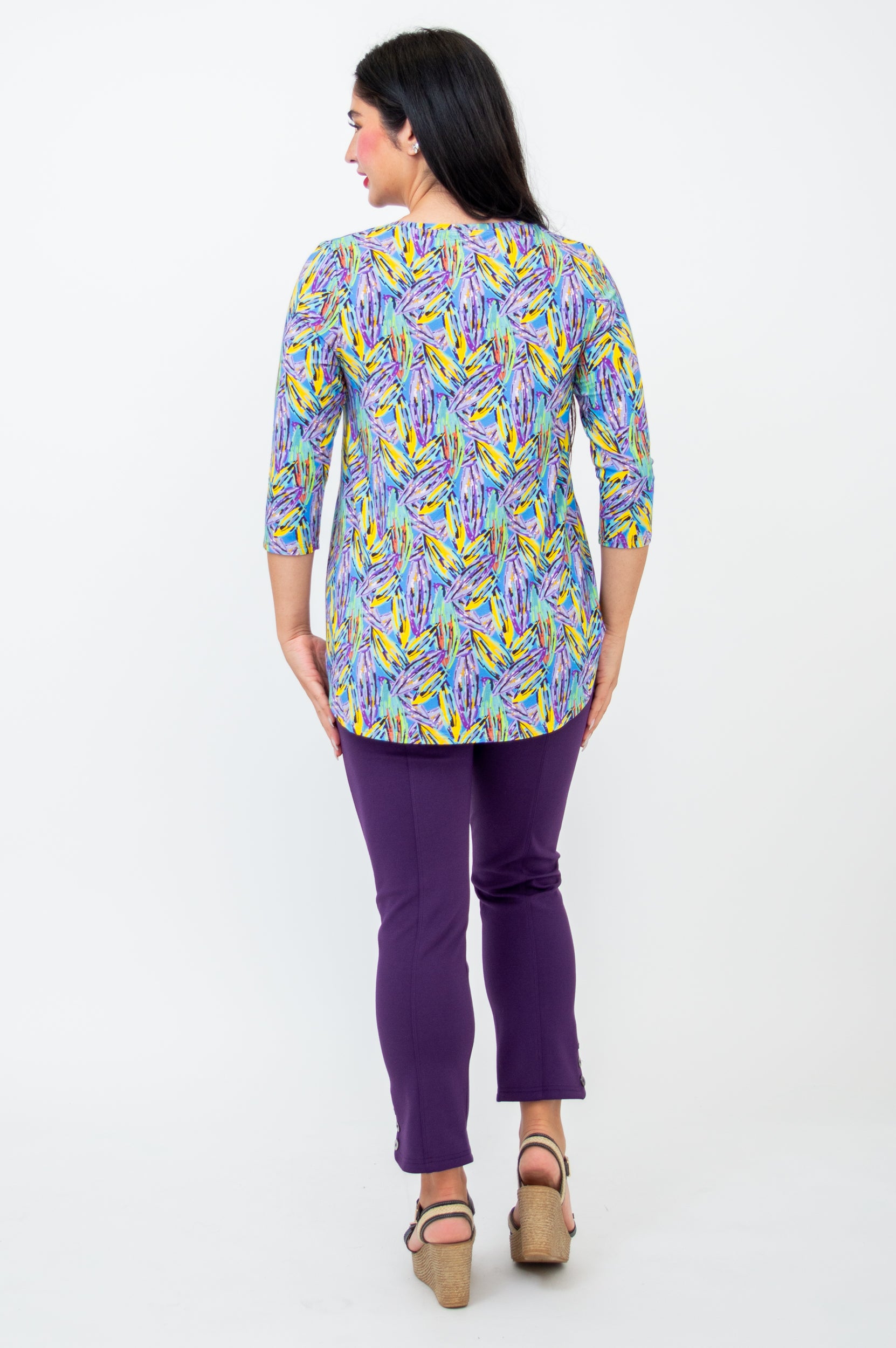 Jazz 3/4 Sleeve Top for Women - Soft Bamboo Fabric - Lavender Color - Final Sale - Perfect for Casual Wear, Yoga & Summer Outfits