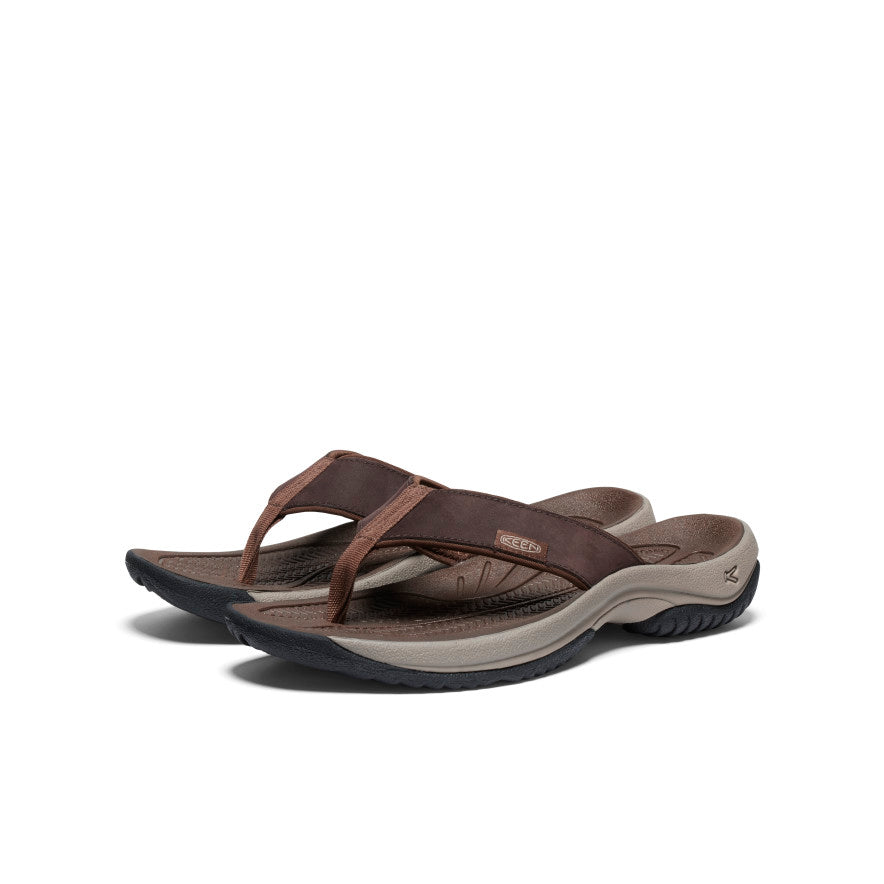 Men's Kona Leather Flip Flops - Comfortable Sandals for Beach, Pool & Casual Wear | Java/Dark Earth Color Options | Summer Outdoor Slides