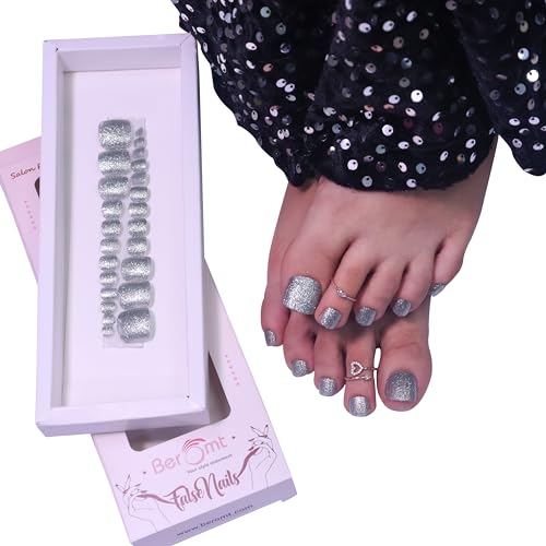 Beromt Acrylic Fake Toe Nails for Women - 24PCS Full Cover Artificial Nail Tips for Nail Art & Pedicure Decoration (Style BFN284TN) | Perfect for Salon Professionals & DIY Manicures at Home
