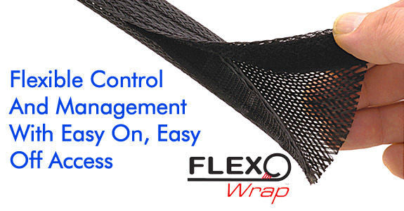 Techflex FLEXO WRAP .75 inch Black Cable Sleeve - Flexible Wire Management Solution for Electronics, Computers & Automotive Wiring (Sold Per Foot) - Perfect for Cable Organization and Protection