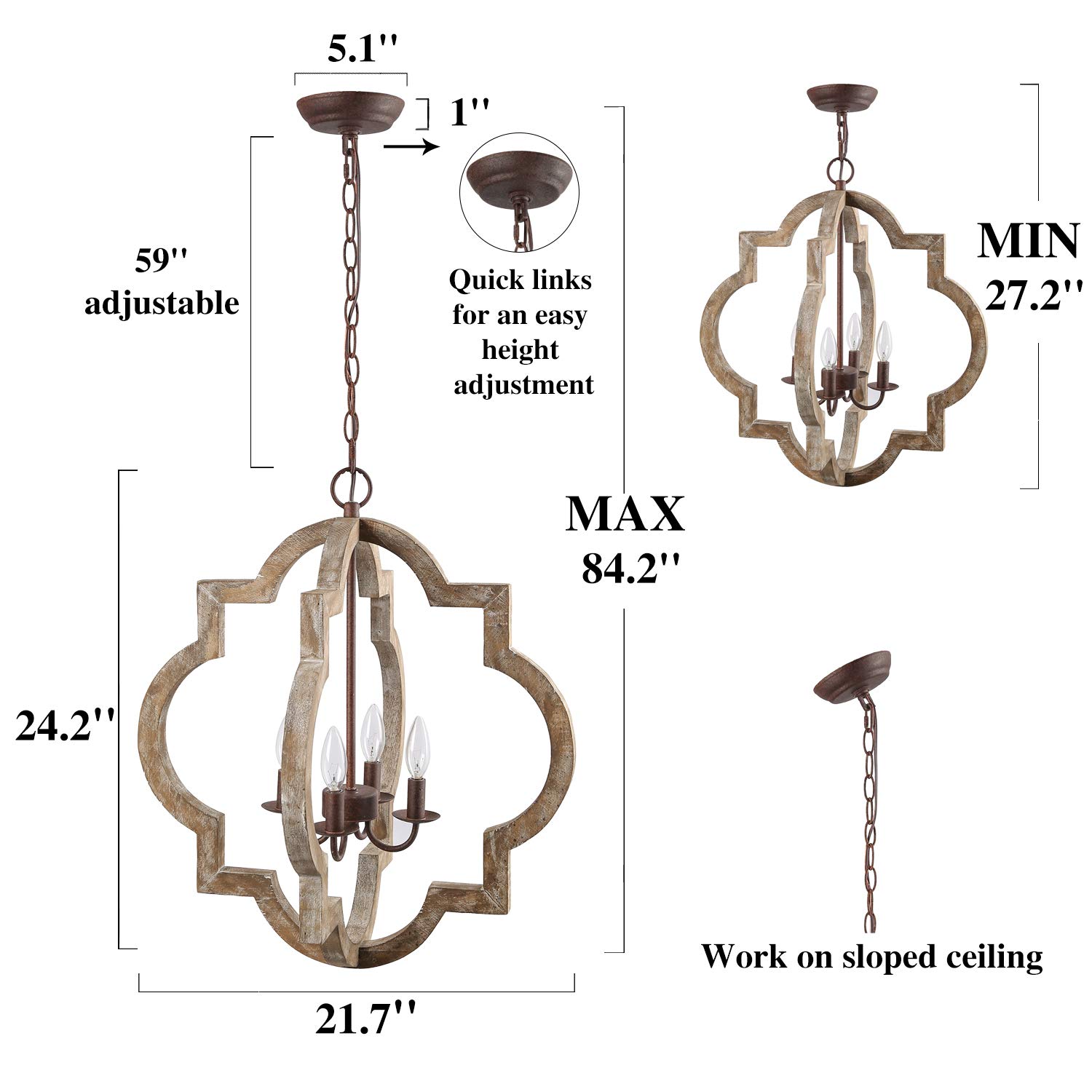 Rustic Farmhouse Orb Chandelier - Large Handmade Wooden Ceiling Light Fixture for Dining Room, Bedroom, Living Room & Entryway - Perfect for Cozy Home Decor & Farmhouse Style Interiors