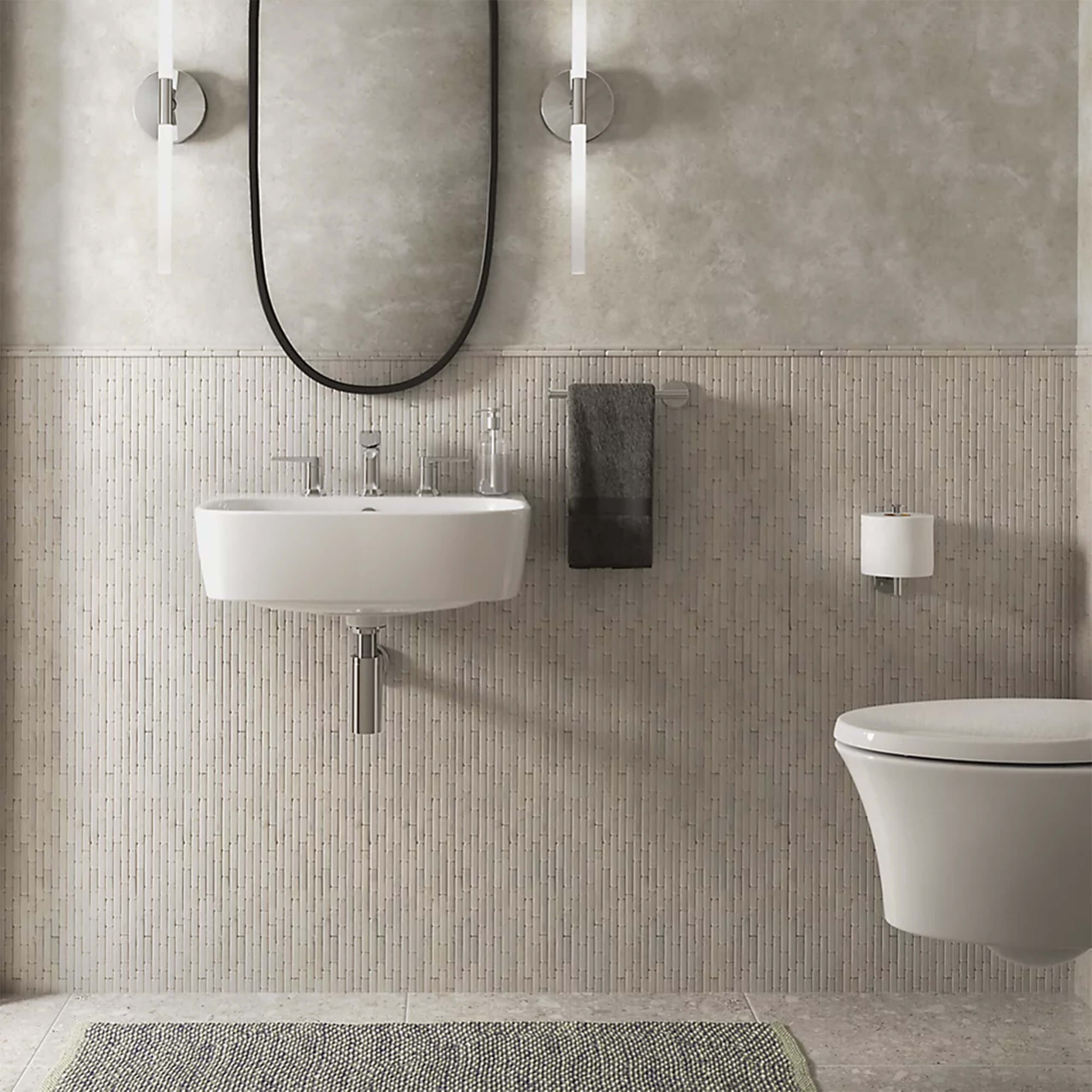 Modern Wall-Mounted Bathroom Sink with 3 Tap Holes - Space Saving Design for Small Bathrooms & Powder Rooms