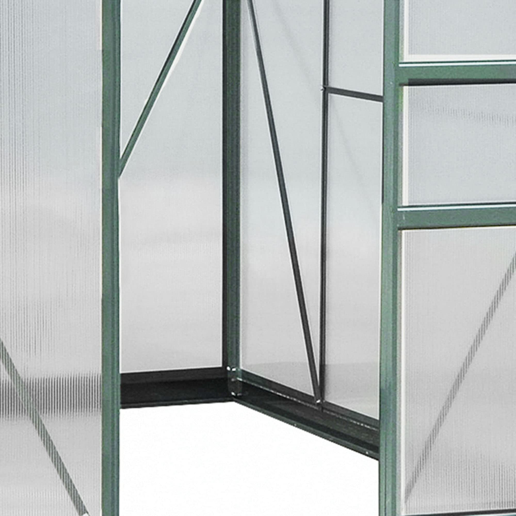 Outsunny 6' x 8' Polycarbonate Greenhouse with Rain Gutter & Roof Vent - Durable Aluminum Walk-in Outdoor Greenhouse for Backyard, Patio & Garden (Dark Green) - Perfect for Growing Vegetables, Herbs & Flowers Year-Round