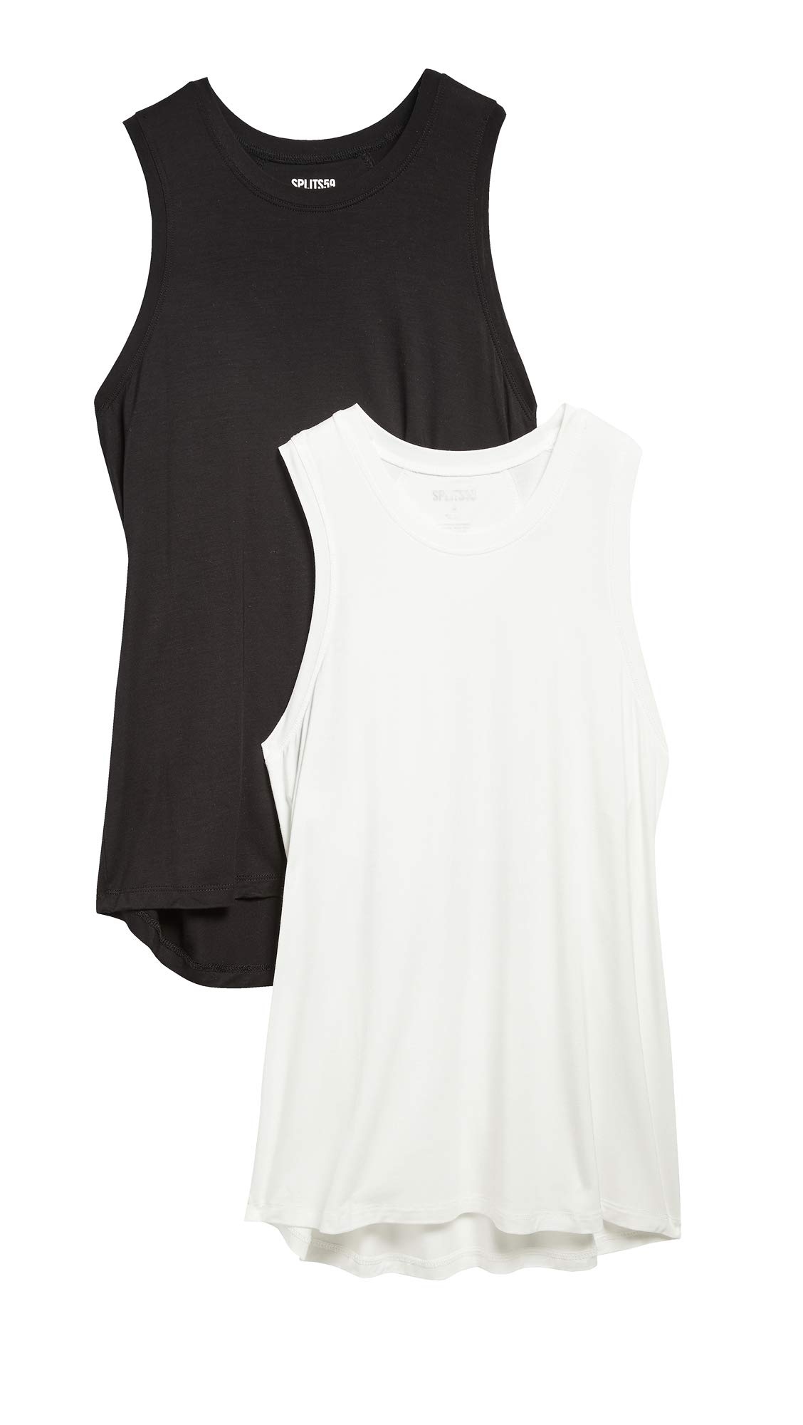 Splits59 Women's Toni Tank 2 Pack - Black & Off White - Size S | Soft Yoga Tops for Workout, Gym & Casual Wear