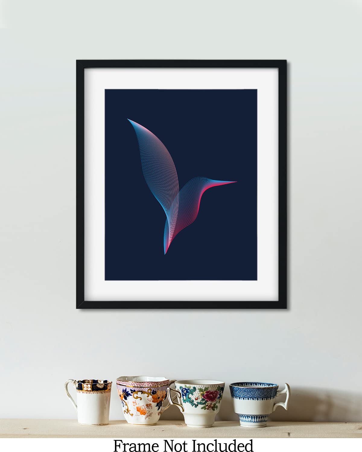 Minimalist Hummingbird Wall Art Print - Modern Bathroom & Teen Room Decor - Unique Gift for Men, Women & Kids - 11x14 Unframed Home Decoration - Perfect for Bedroom, Living Room & Office Spaces