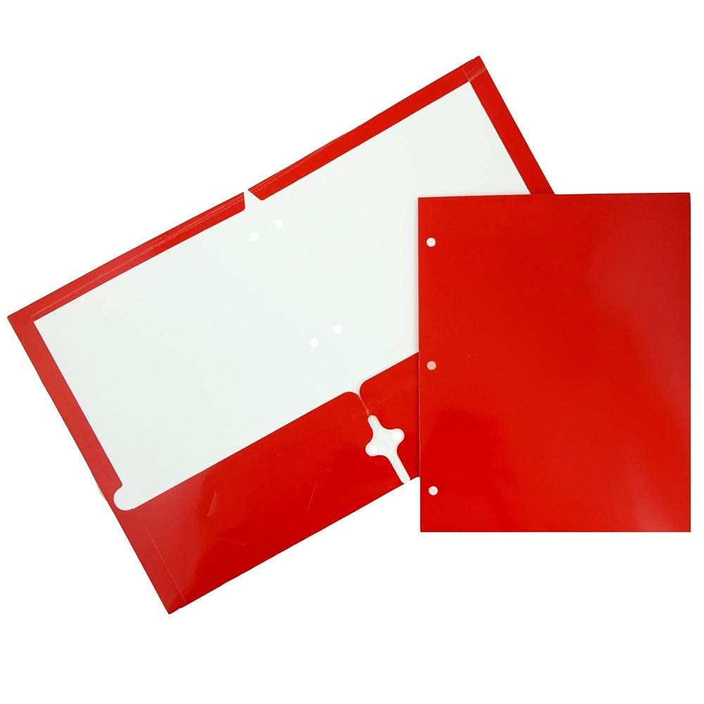 Laminated 3 Hole Punch School Folders - Letter Size, 6-Pack for Office & Classroom