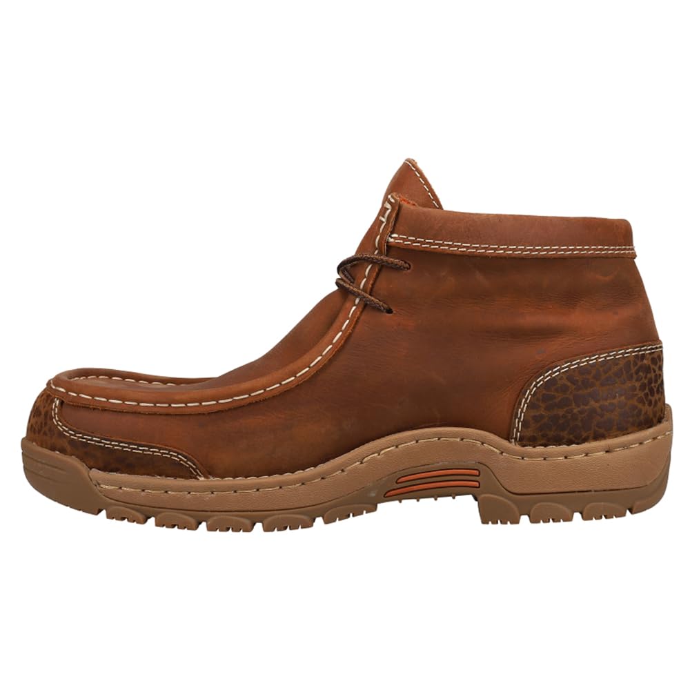 Justin Original Workboots for Men - Crafton Waterproof Moc Toe Safety Shoes, Brown Leather Work Boots for Construction, Hiking & Outdoor Work