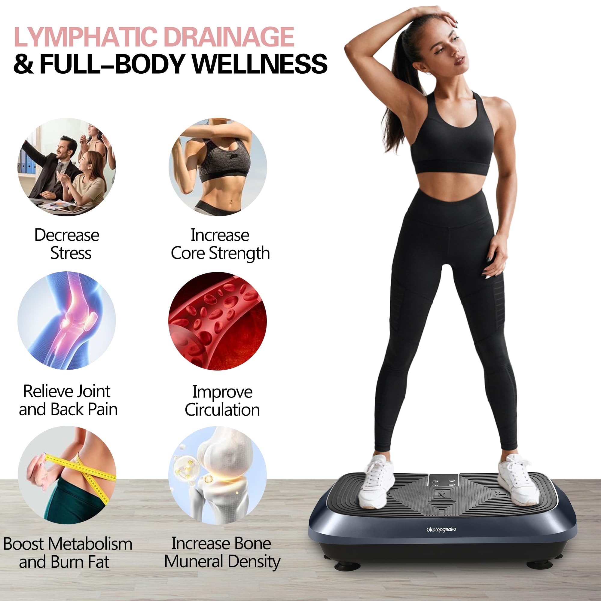Vibration Plate Exercise Machine - Whole Body Workout Equipment for Weight Loss & Lymphatic Drainage | Home Gym Fitness Platform with Power Vibration Technology (Blue) | Perfect for Home Workouts, Toning, and Relaxation