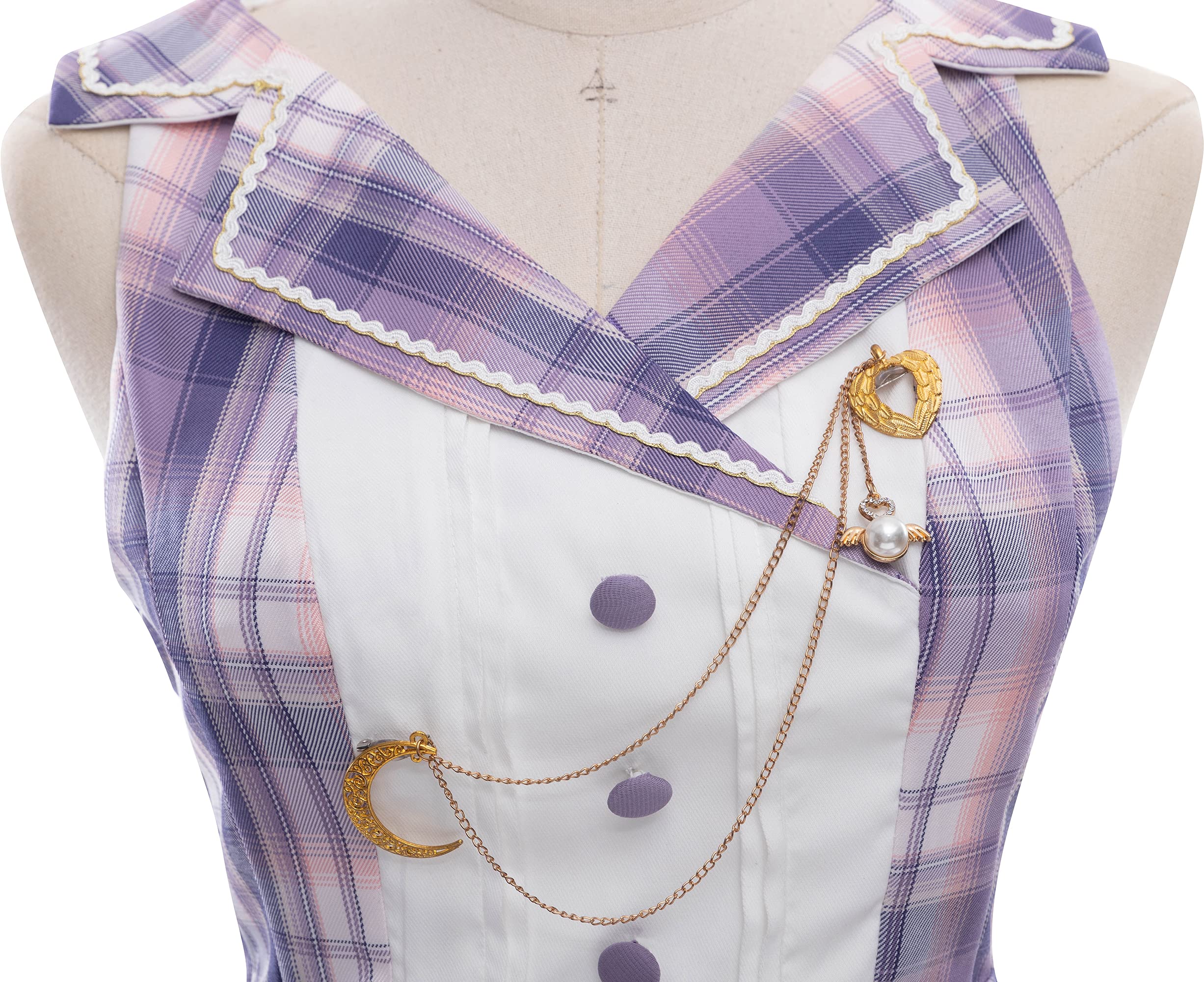 Japanese Kawaii Sweet Lolita Dress - Purple Anime Gingham Costume for Plus Size Women & Girls | Cute Summer Uniform for Cosplay, Halloween Parties & Anime Conventions