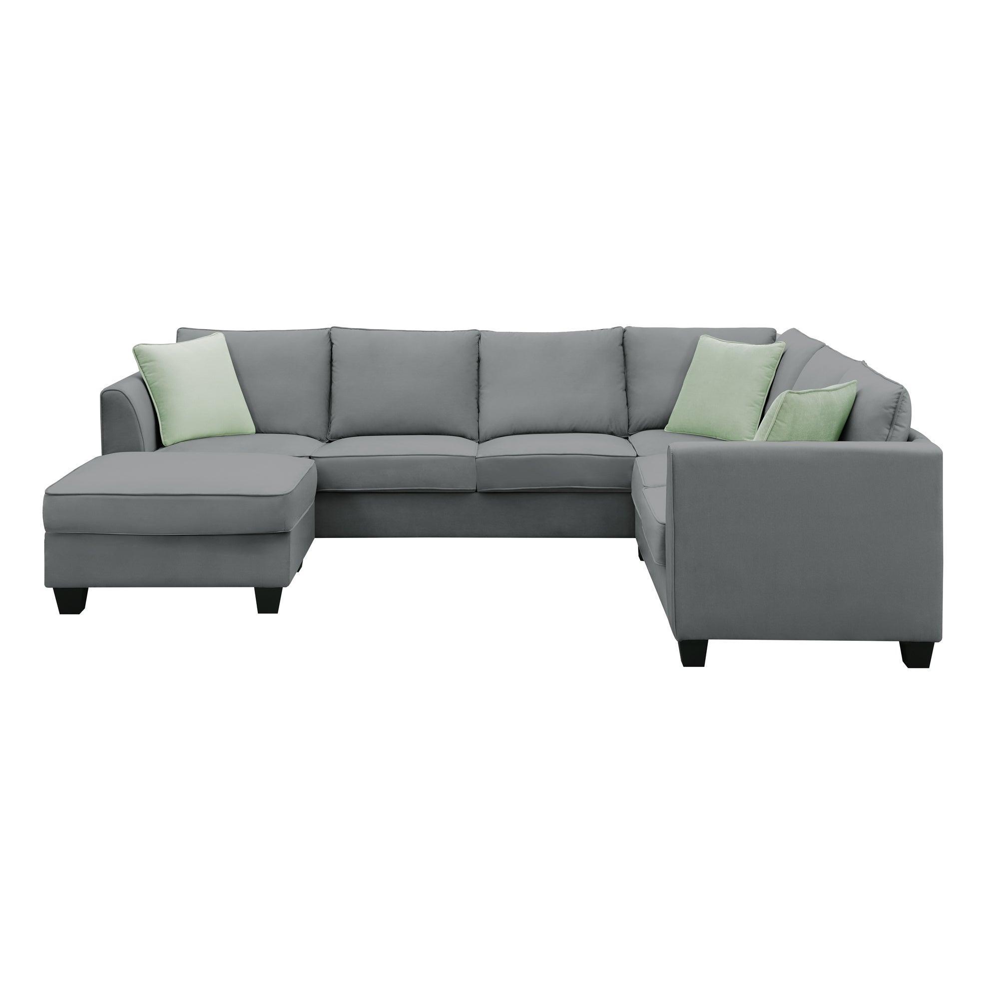 112x87 Inch Modular L-Shaped Sectional Sofa Set with Ottoman & 3 Pillows - 7-Seater Fabric Corner Couch for Living Room | Perfect for Family Gatherings & Movie Nights