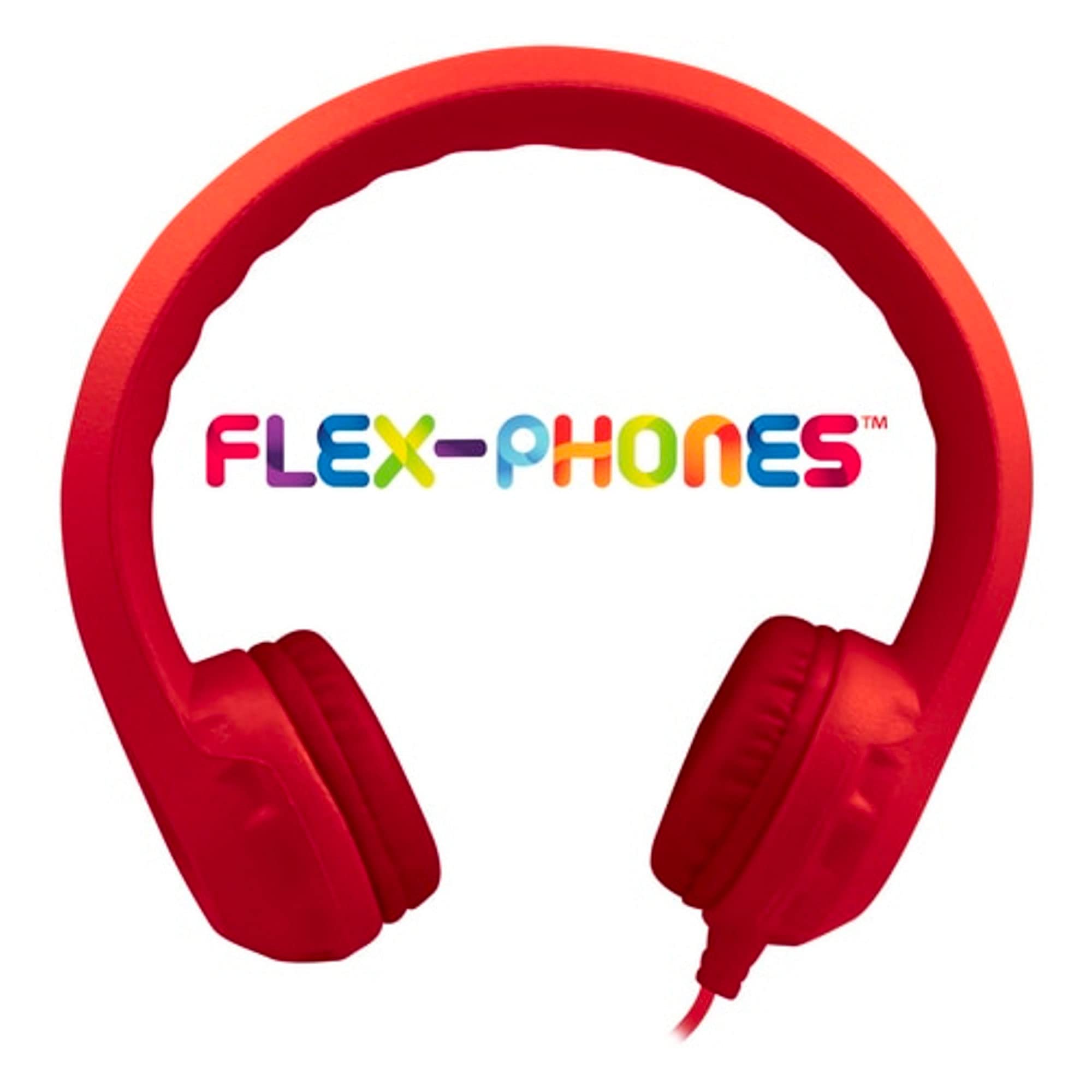 HamiltonBuhl KIDS-RED Flex-Phones Foam Headphones for Kids - Comfortable On-Ear Headset with Adjustable Headband, Ideal for Kindergarten to 3rd Grade Students (Red) - Perfect for Online Learning, Classroom Use & Home Schooling