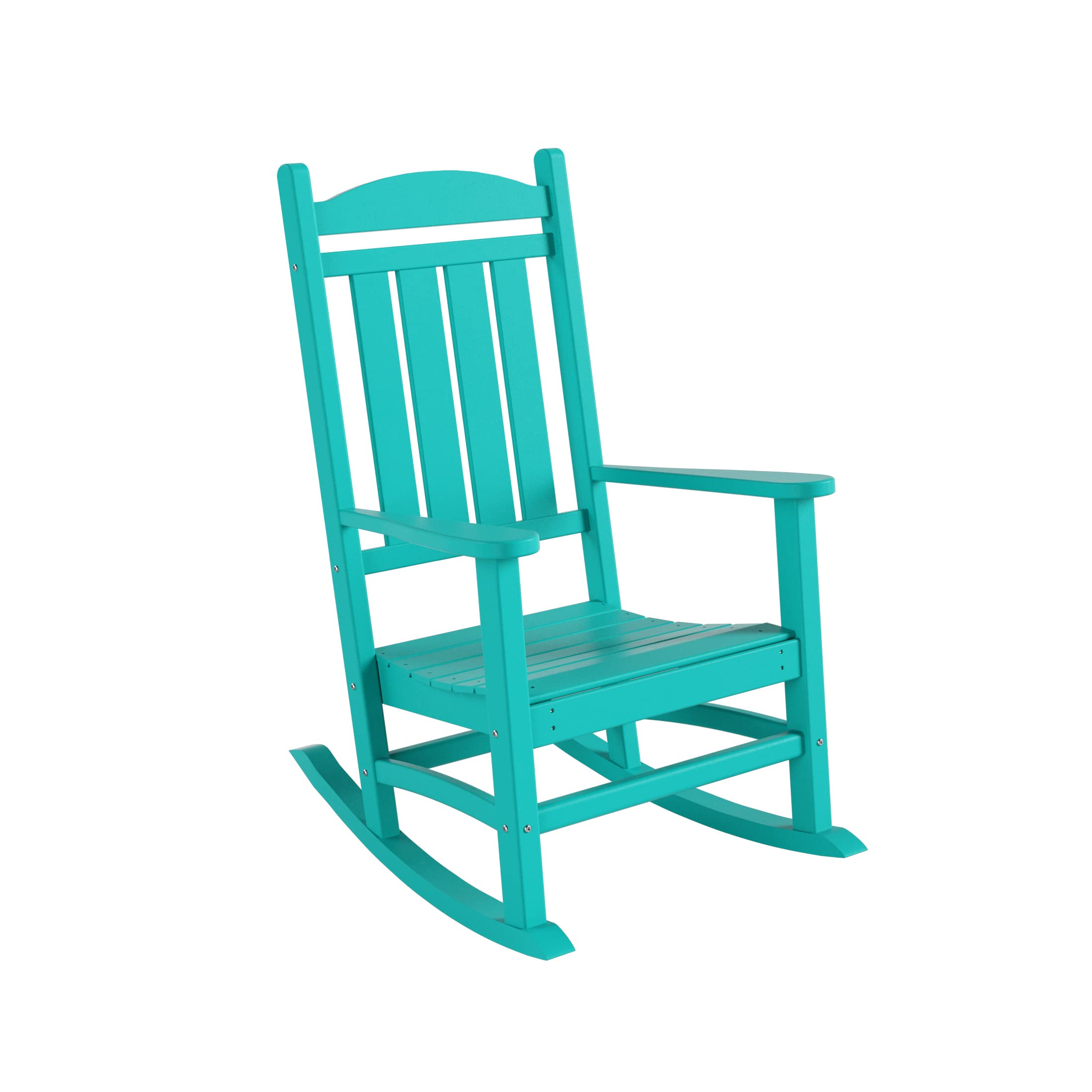 WO Home Furniture Patio Rocking Chair - Farmhouse Style Outdoor Rocker with HDPE & UV-Resistant Finish (Turquoise) - Perfect for Porch, Garden, Deck & Backyard Relaxation
