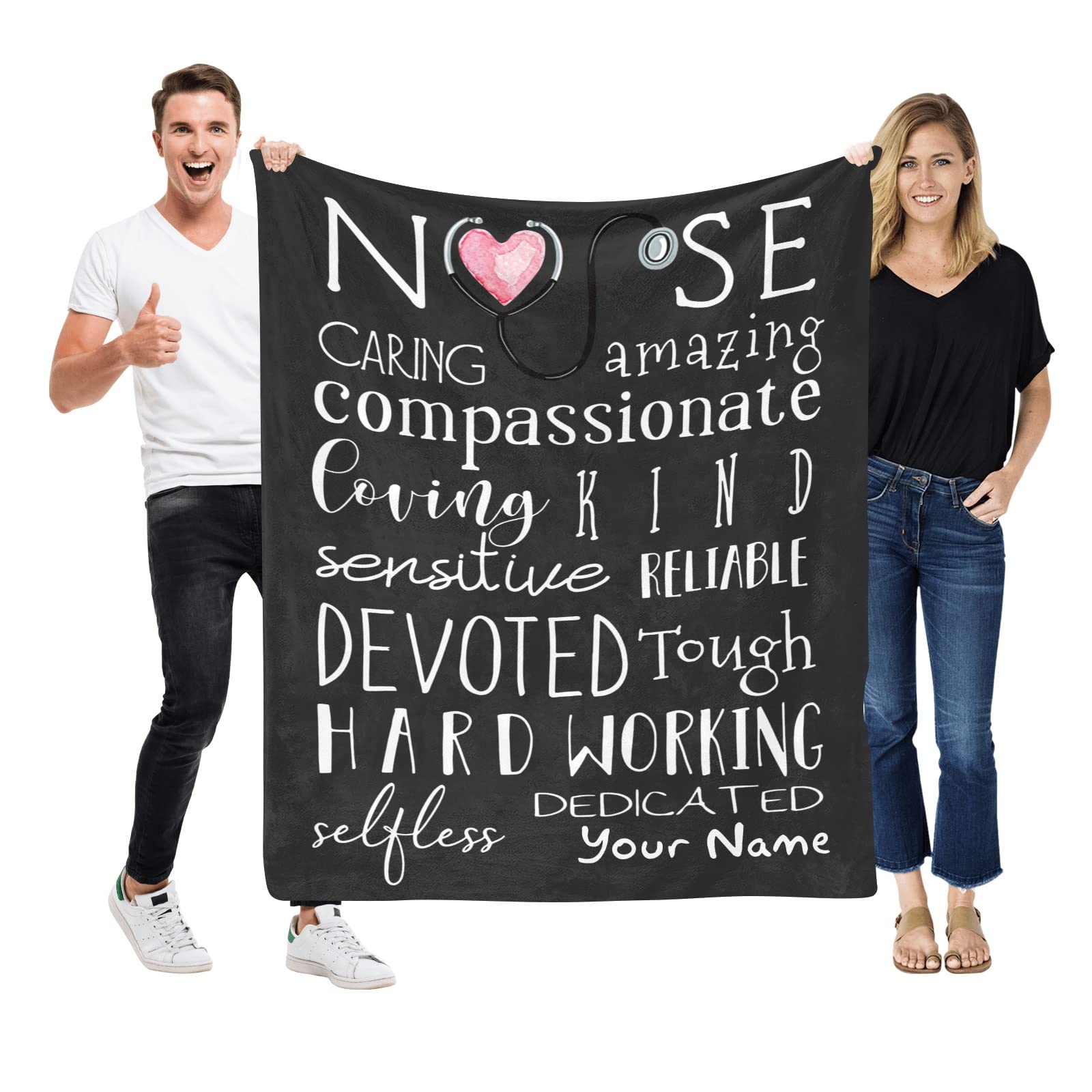 Personalized Baby Blanket with Name - Custom Inspirational Nurse Black Swaddling Fleece Throw Blanket 30x40 Inch for Newborns, Boys, Girls, Kids & Pets - Perfect for Nursery, Milestone Photos & Gift Giving