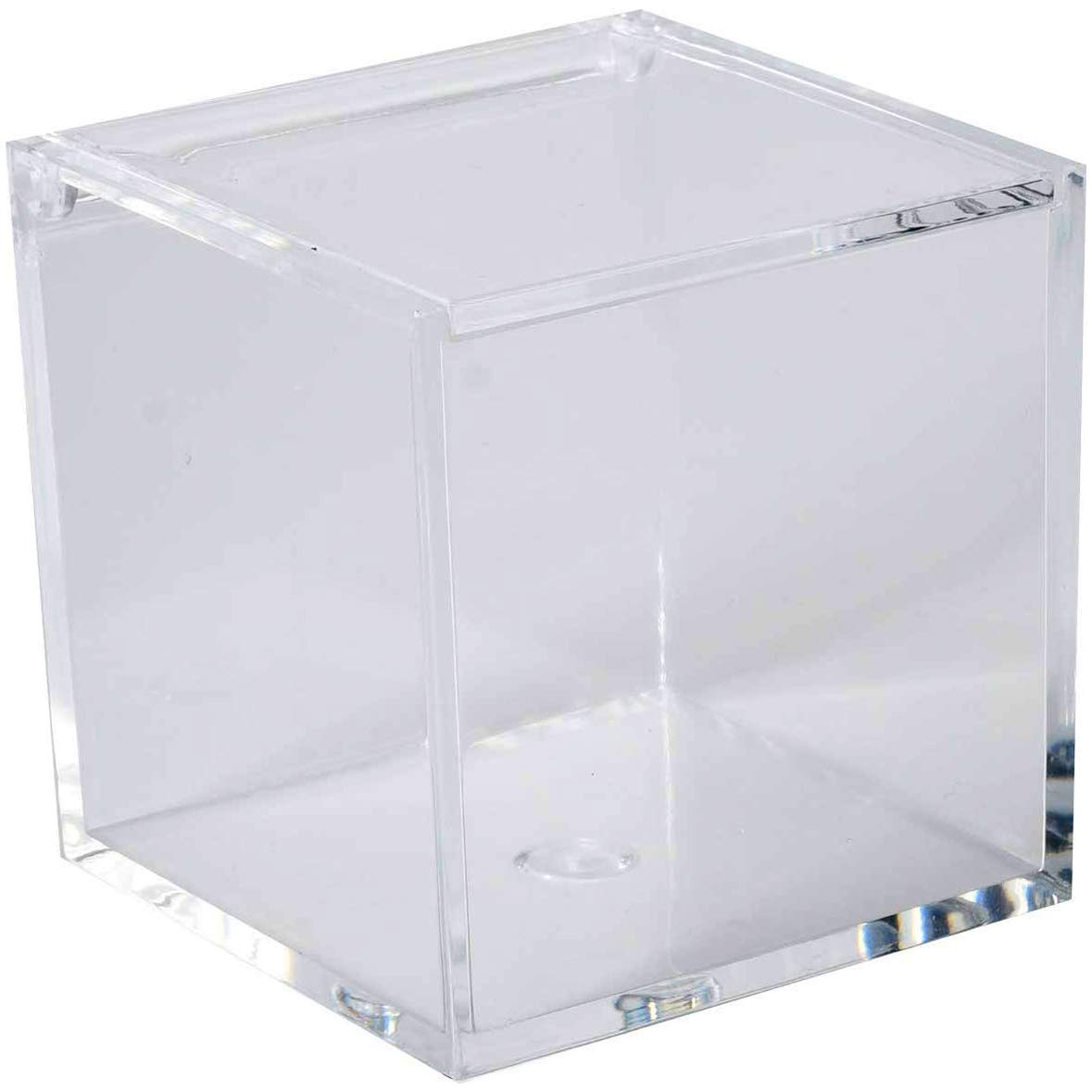 Hammont 96-Pack Clear Acrylic Storage Boxes with Hinged Lids - 3.15