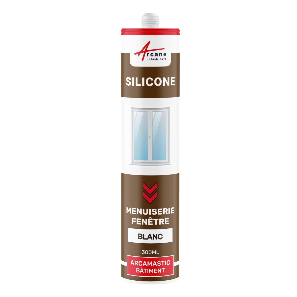 ARCAMASTIC EDIFICACIÓN Silicone Sealant for Windows and Carpentry - 300 ml (White) - Waterproof & Weatherproof - Perfect for Home Repairs, DIY Projects & Construction - ARCANE INDUSTRIES