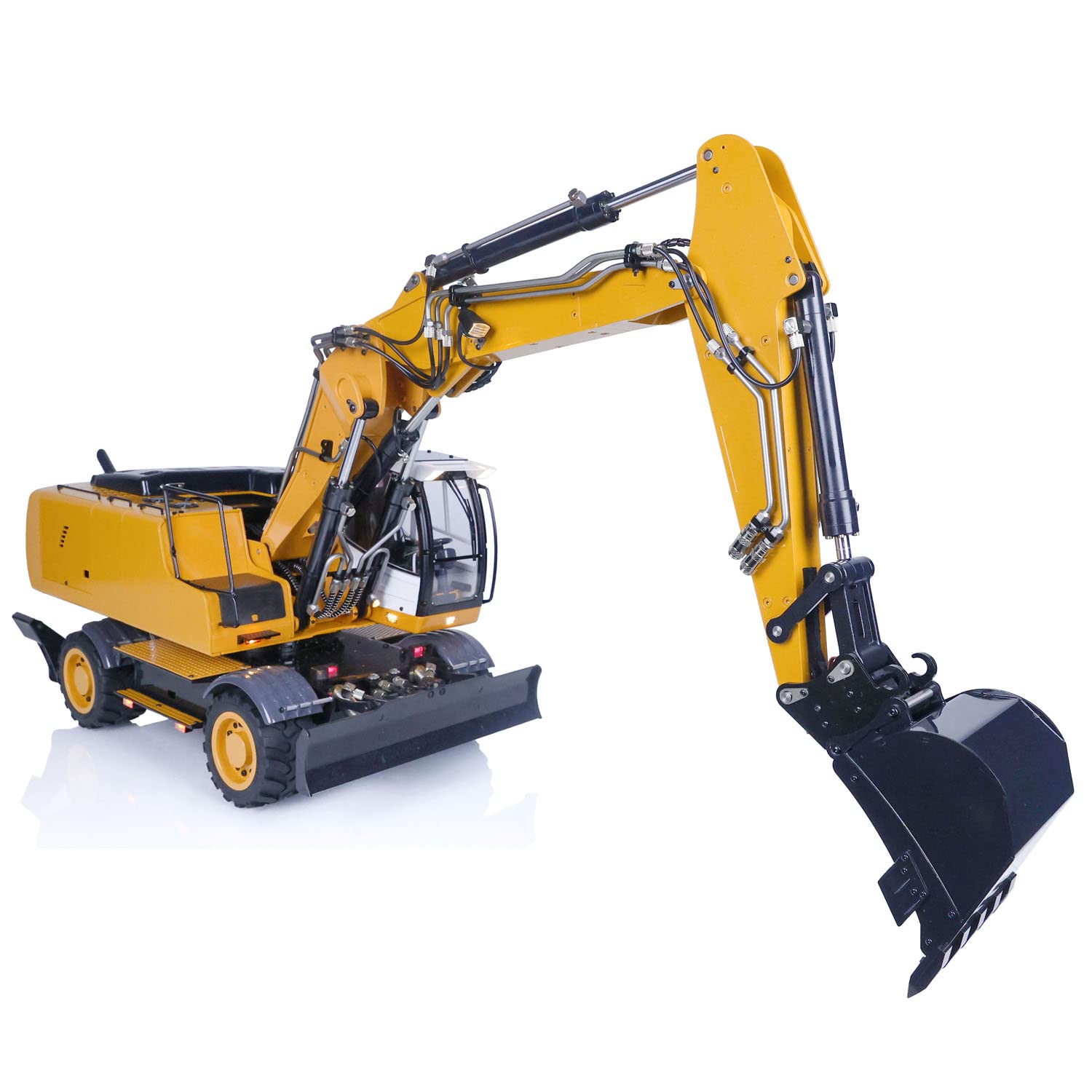 TOUCAN RC 1/14 Scale Hydraulic Excavator Toy - Remote Control Construction Vehicle with Wheeled Chassis, 946 Pl18Ev Model, Includes Digger, Ripper & Grab Attachments - Perfect for Kids Outdoor Play & Construction Enthusiasts