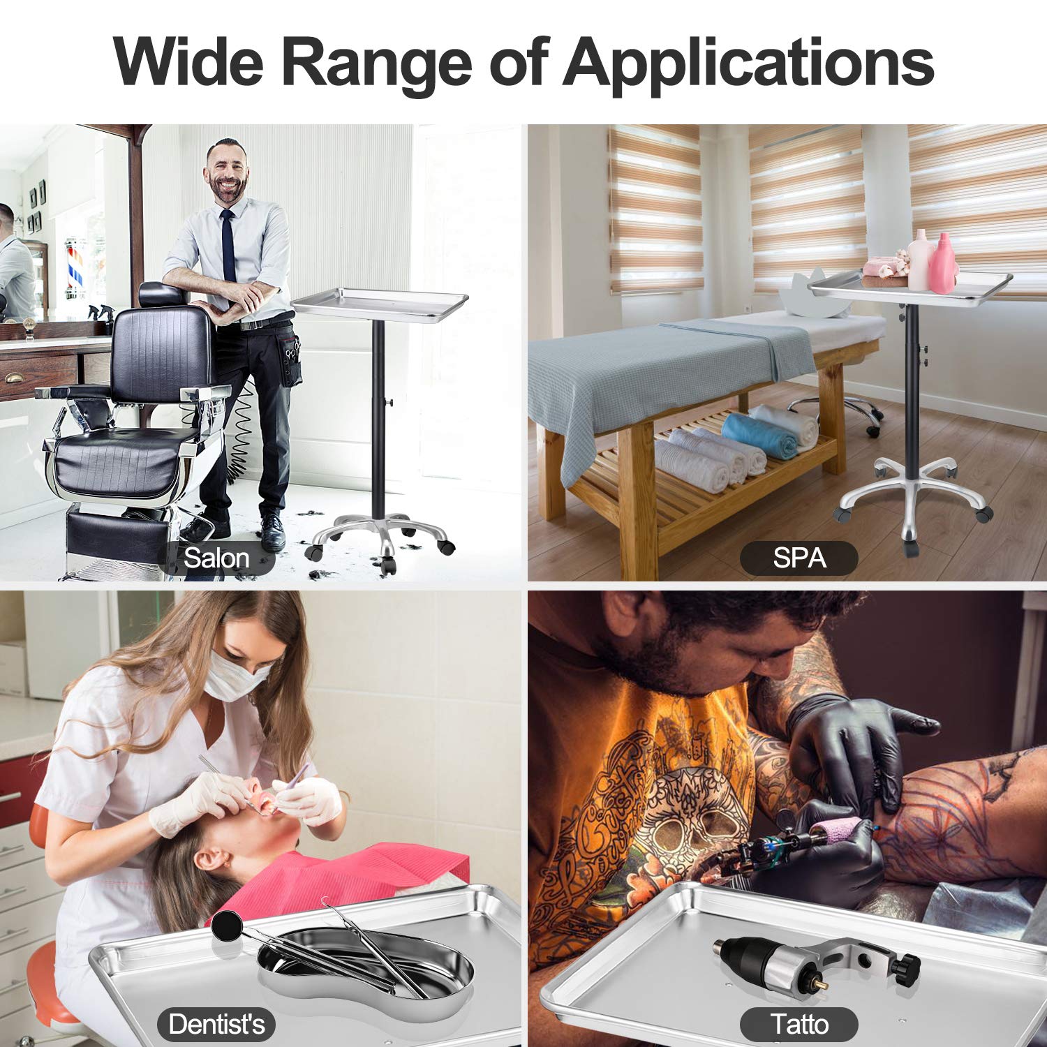 **Salon Tray with Metal Feet & Wheels - Adjustable Height, Non-Rusting Hair Color Tray - Perfect for Salon Styling, Hair Coloring & Mobile Beauty Services**