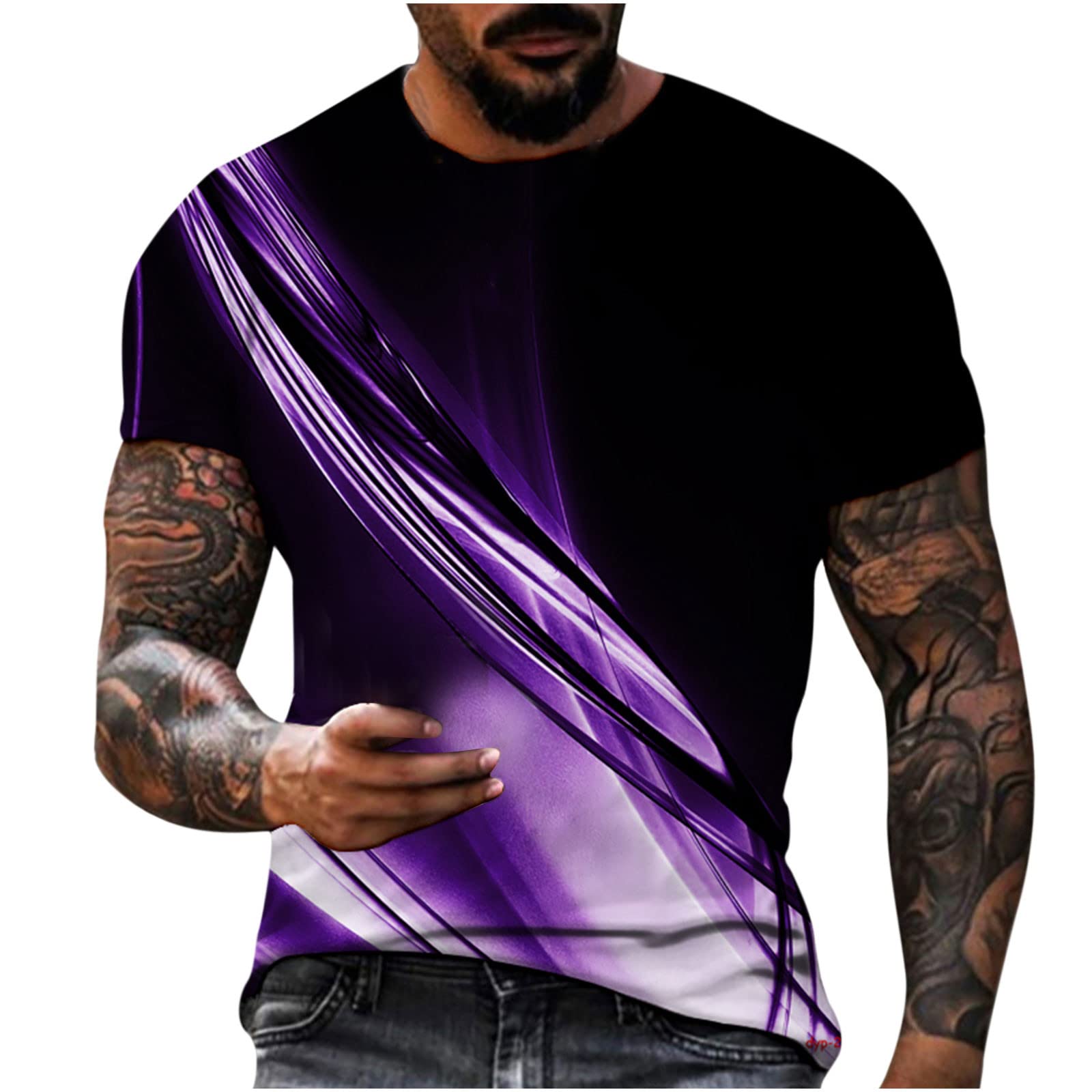 3D Printed Men's T-Shirts - Summer Short Sleeve Crewneck Tees for Casual & Athletic Wear | Comfortable Daily Tops for Gym, Running, and Outdoor Activities