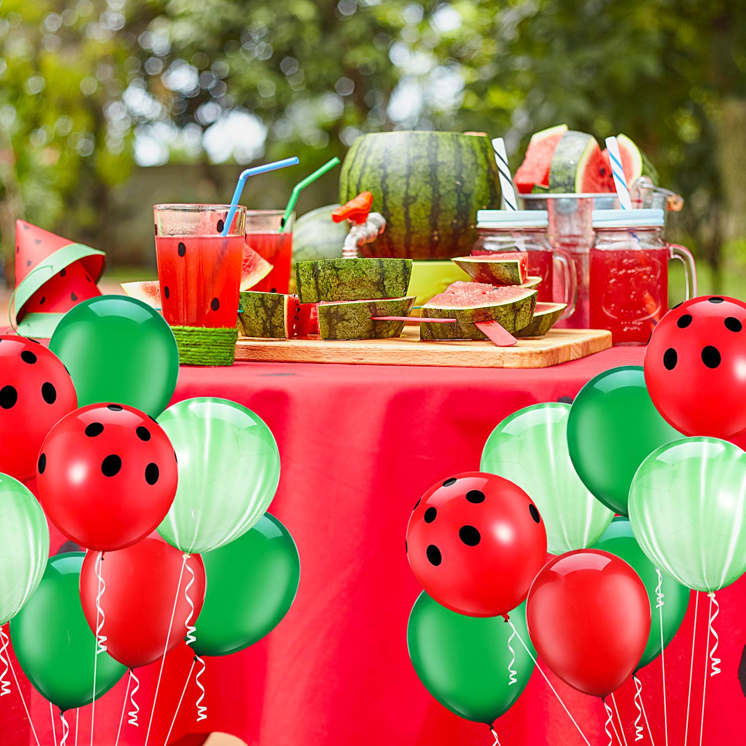 10 Inch Red and Green Latex Watermelon Balloons - Summer Party Decorations for Birthday, Baby Shower & Wedding (24 Pack) - Perfect for Pool Parties, Picnics & Outdoor Events