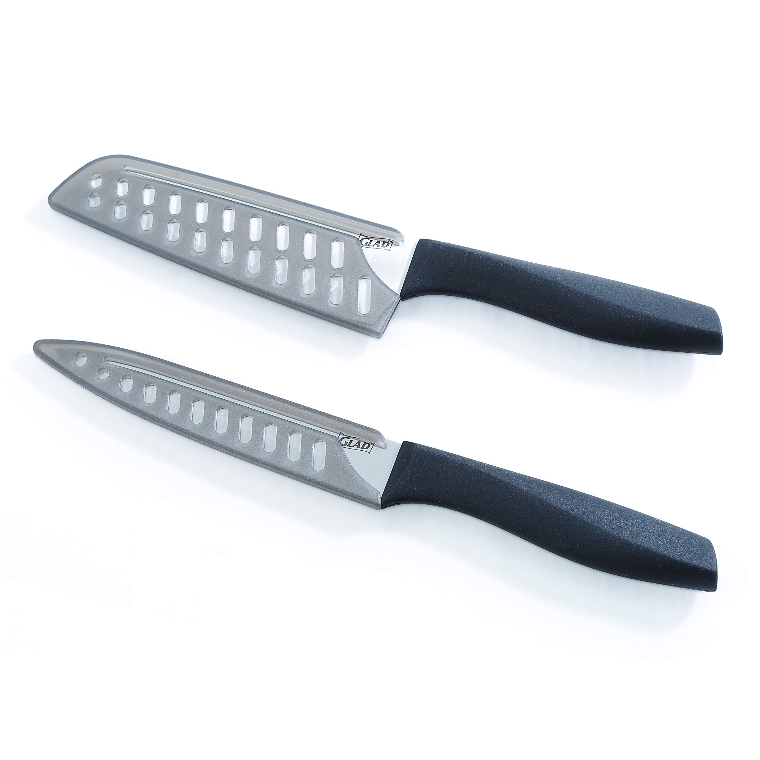 Premium 5-Piece Knife Set with Cutting Board - Includes Sharp Santoku & Utility Knives with Blade Covers & Durable Plastic Chopping Block - Perfect for Kitchen Cooking, Meal Prep & Food Chopping - Gray Color