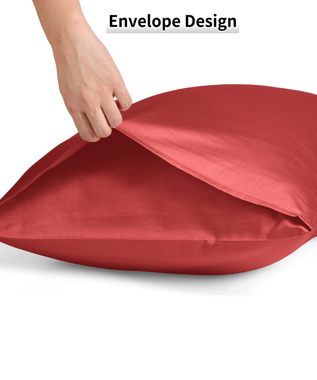 Premium 600 Thread Count Queen Size Pillowcases Set of 2 - 20x30 Inch Soft Long Staple Cotton Pillow Covers with Envelope Closure (Wine Red) for Bedroom, Hotel & Home Decor - Breathable & Hypoallergenic Bedding Essentials