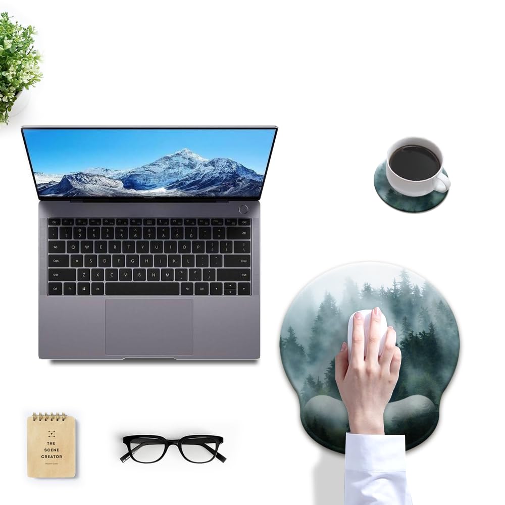 HOPONY Ergonomic Mouse Pad with Gel Wrist Rest - Comfortable Non-Slip Computer Mouse Pad for Laptop & PC - 9x10 Inches Forest Green - Relieves Wrist Pain & Fatigue for Office Work, Gaming & Long Computer Use