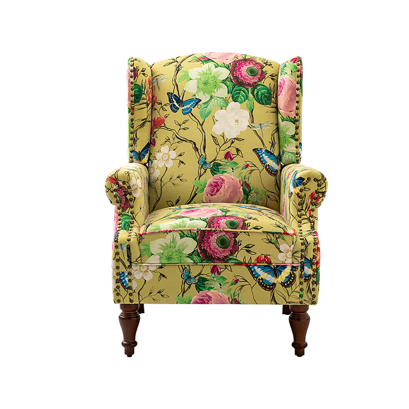 Felix Upholstered Wingback Armchair with Spindle Legs - Comfortable Living Room Chair for Reading & Relaxing - Perfect for Home Office, Bedroom or Lounge Area