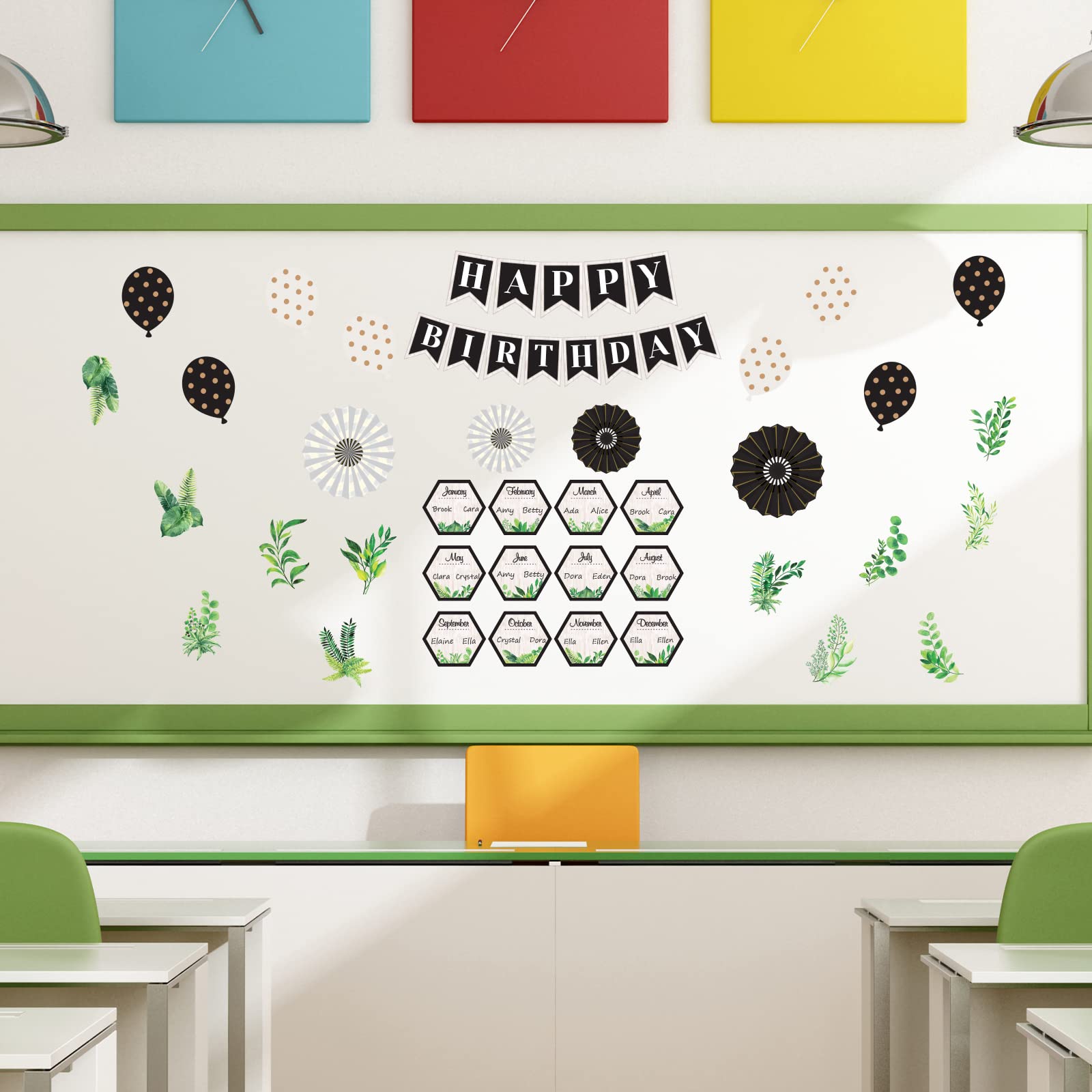 Boho Happy Birthday Bulletin Board Set - Birthday Party Decorations for Classroom, Calendar & Bulletin Boards - Perfect for School, Office & Home Celebrations
