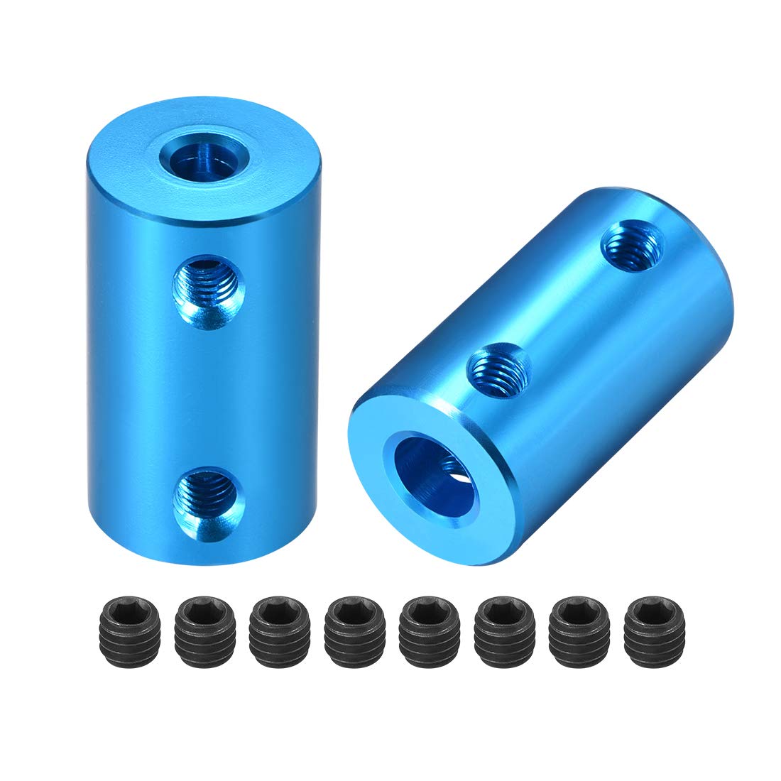 uxcell 4mm to 6mm Bore Rigid Coupling Set Screw L25XD14 Aluminum Alloy Shaft Coupler Connector - for 3D Printers, CNC Machines, Motor Accessories (Blue, 2pcs) - Perfect for DIY Projects & Industrial Applications