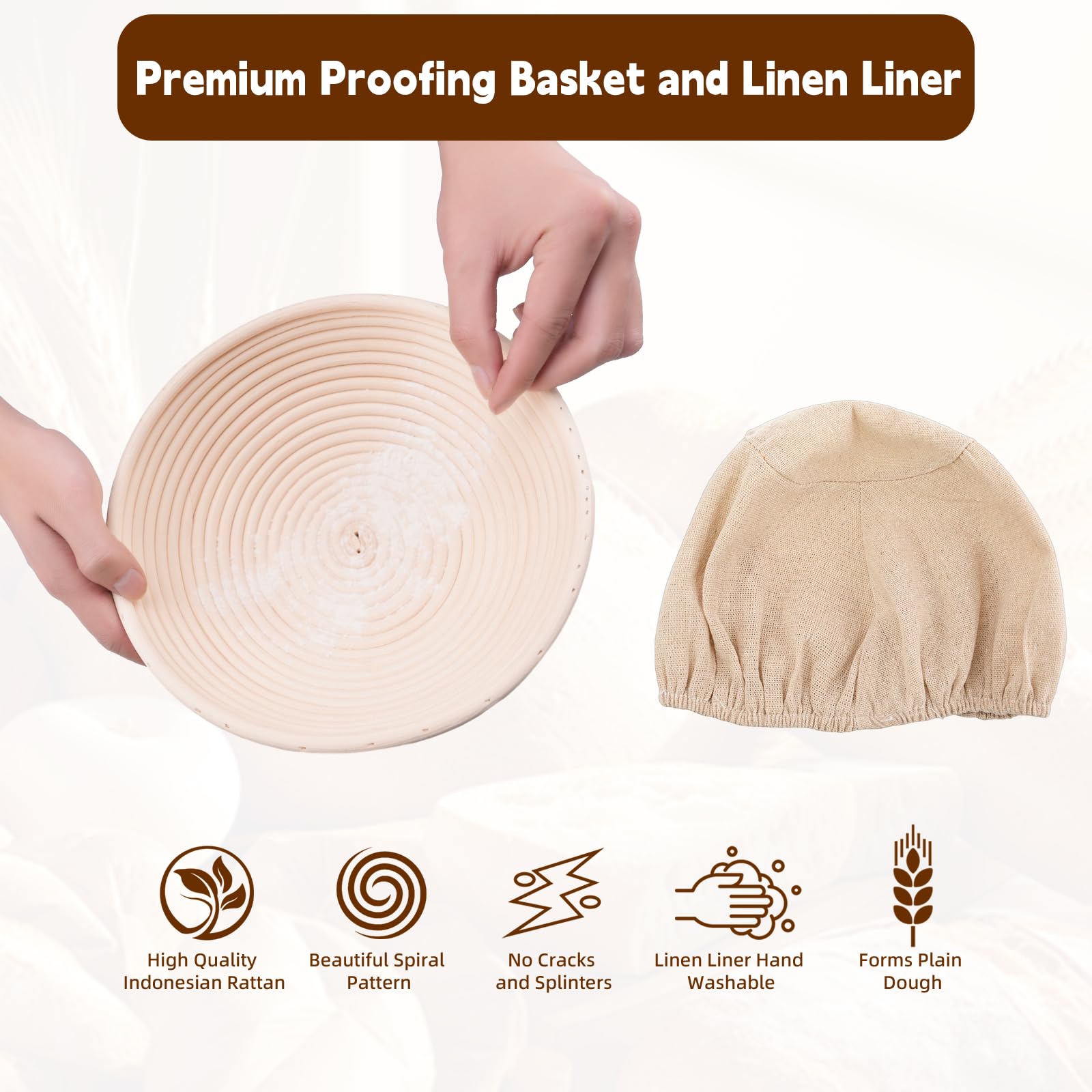 Ultimate Sourdough Bread Making Kit - 7-Piece Set with Starter Jar, Proofing Baskets, Silicone Dough Scraper, Bread Lame & Whisk - Perfect for Artisan Bread Baking at Home | Gift for Bakers & Bread Lovers