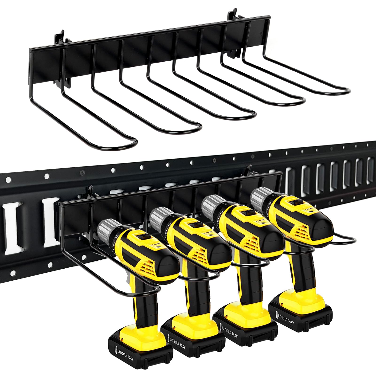 MAIKER Heavy Duty E-Track Power Tool Organizer - Wall Mount Drill Holder & Garage Storage Rack with E-Track System - Durable Lifetime Use for Workshop, Garage & RV Organization
