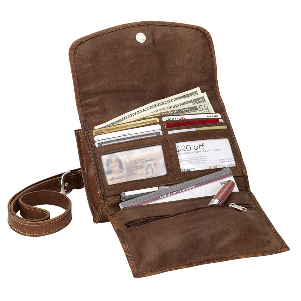 Western Leather Crossbody Wallet for Women - Navy | Travel & Daily Use