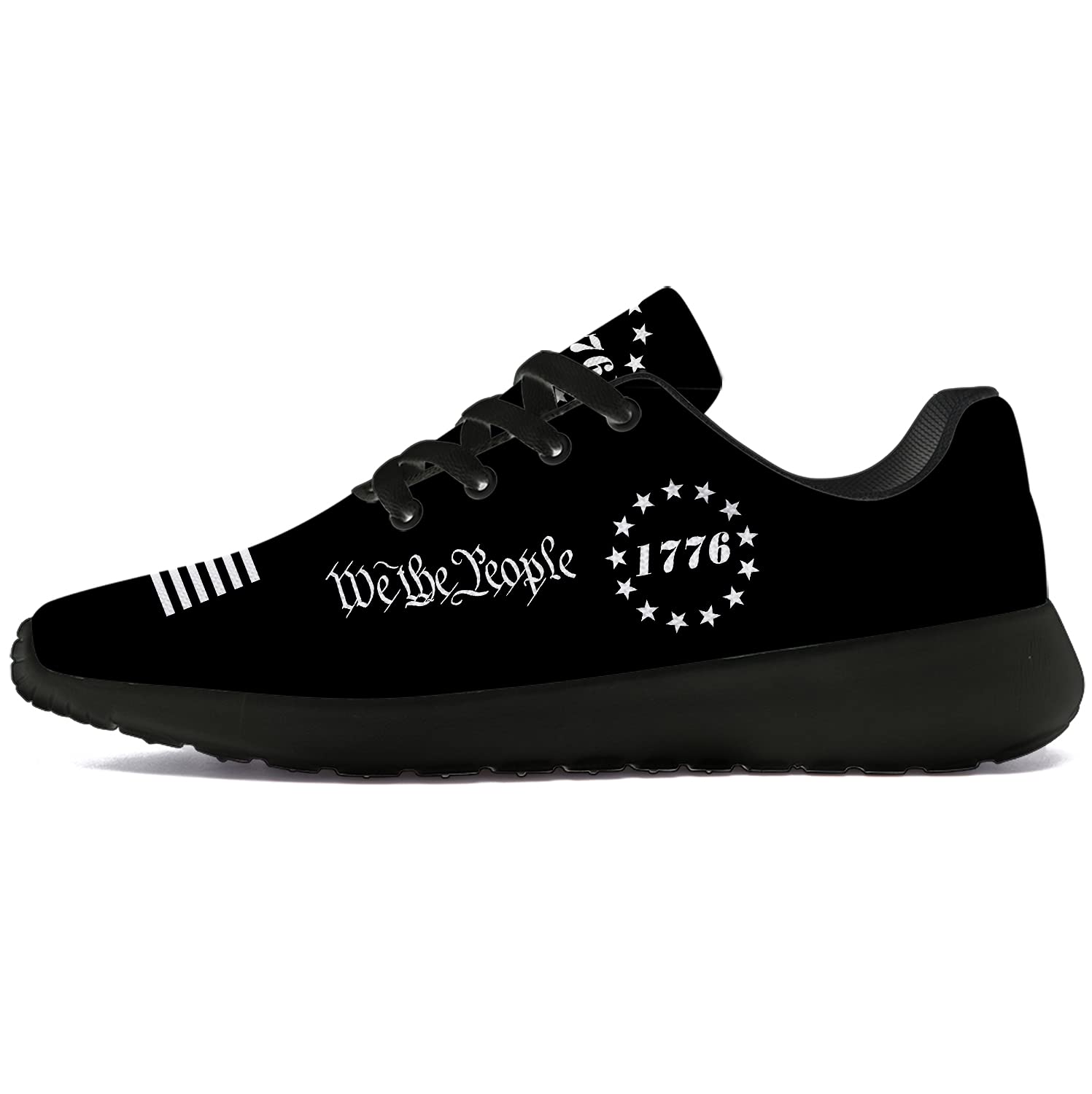 1776 Flag USA Patriotic Running Shoes for Men & Women - Betsy Ross Flag Sneakers for Walking, Tennis & Casual Wear - Size 13 Men/15.5 Women Black - Perfect Independence Day Gifts for Him & Her