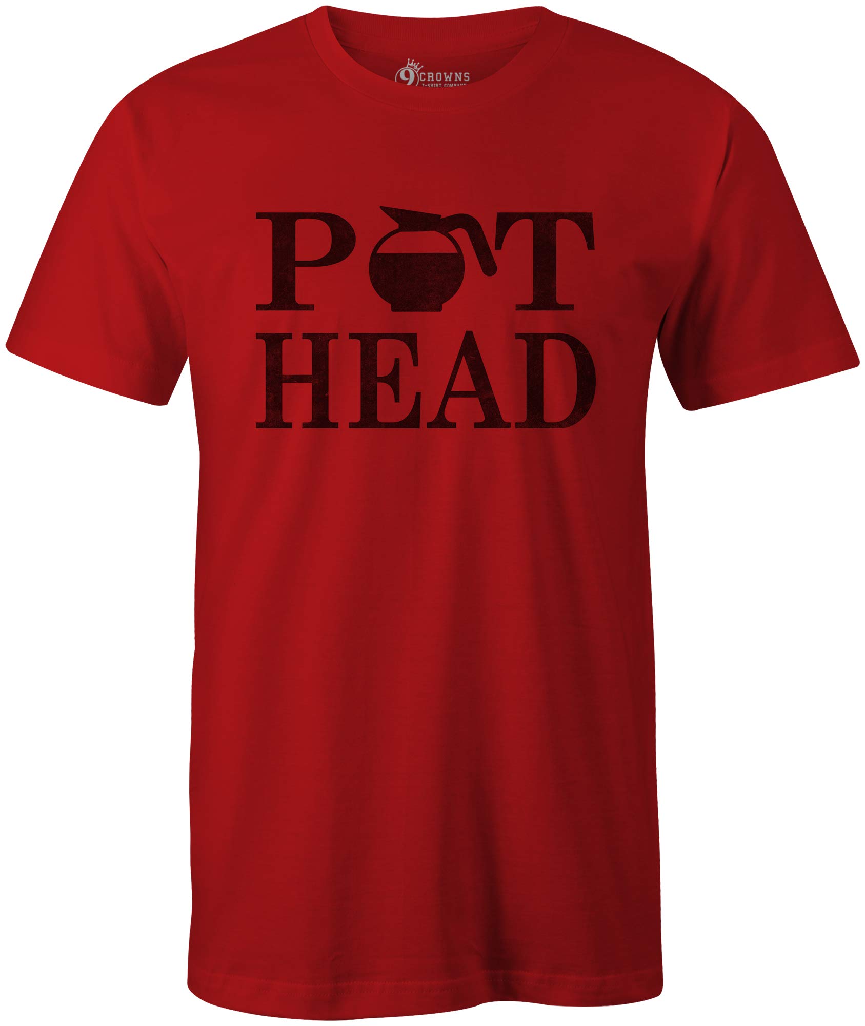 Funny Coffee Lover T-Shirt for Men - 9 Crowns Tees Pot Head Design - Perfect Gift for Baristas & Coffee Enthusiasts - Great for Casual Wear, Coffee Shops & Gifts