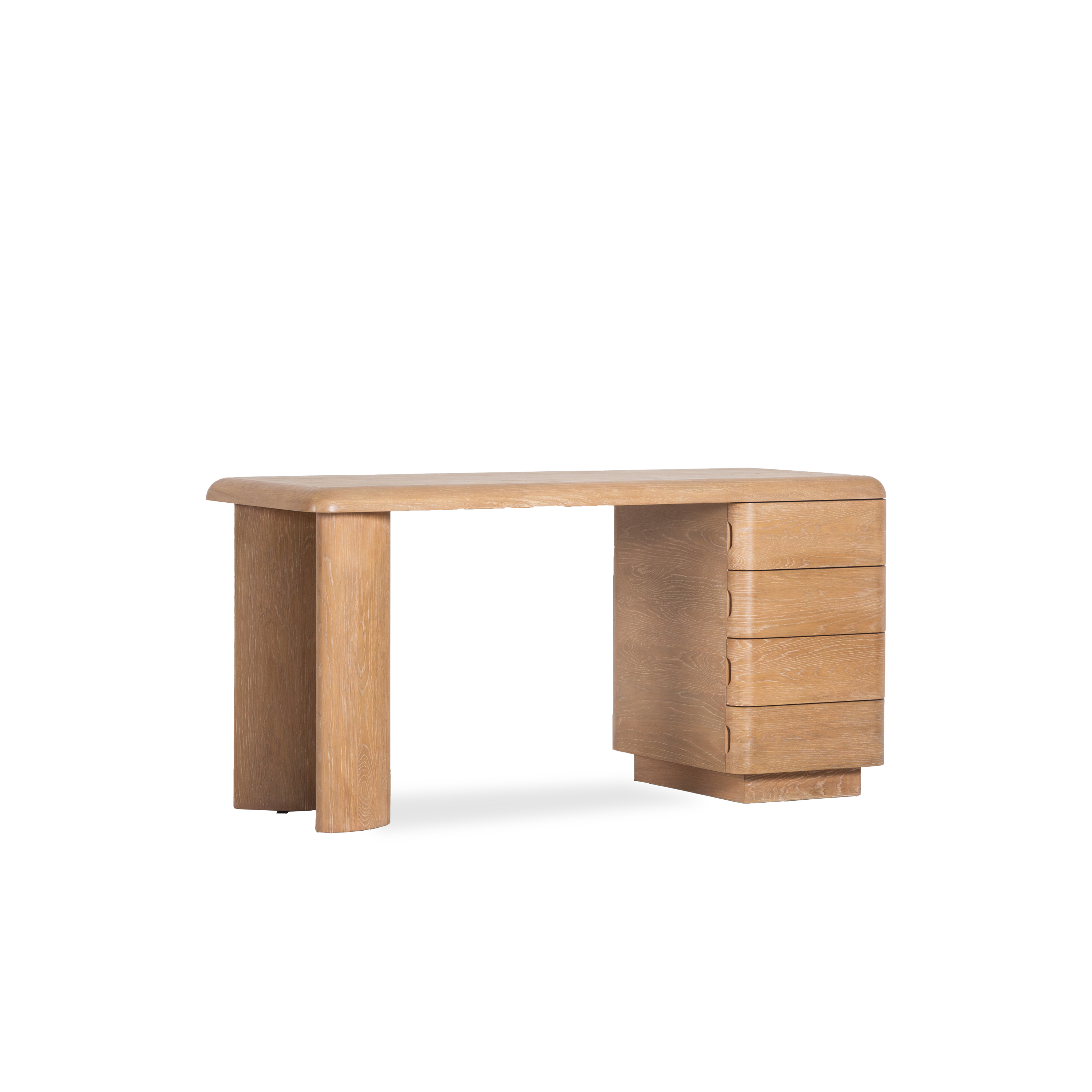 Modern Wooden Column Desk with Drawers - Stylish Home Office Furniture for Small Spaces, Perfect for Study, Work, and Remote Learning